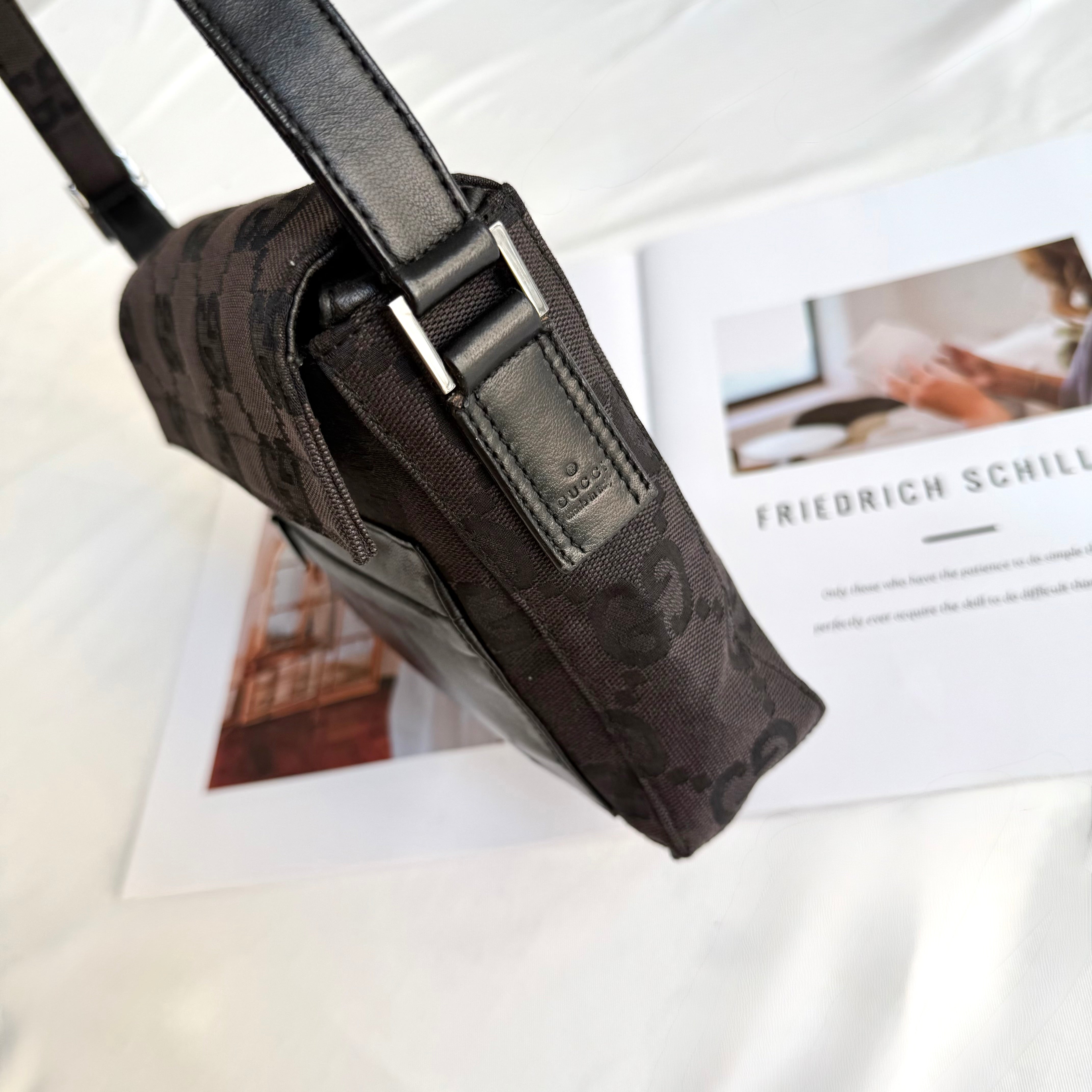 Gucci Black GG Monogram Squared Shoulder Bag