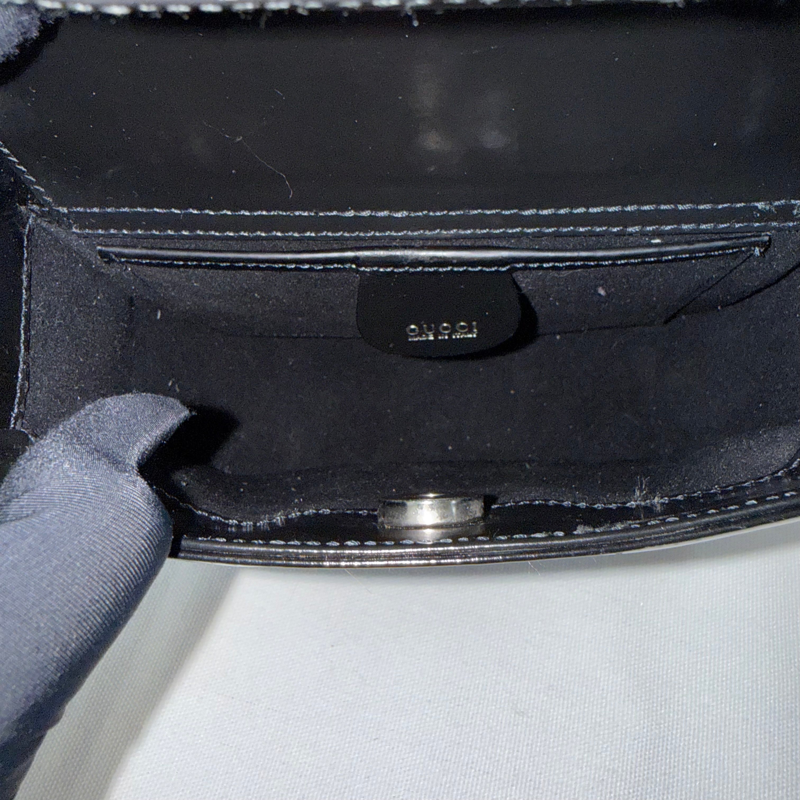 Gucci Vintage Patent Leather GG Shoulder Bag