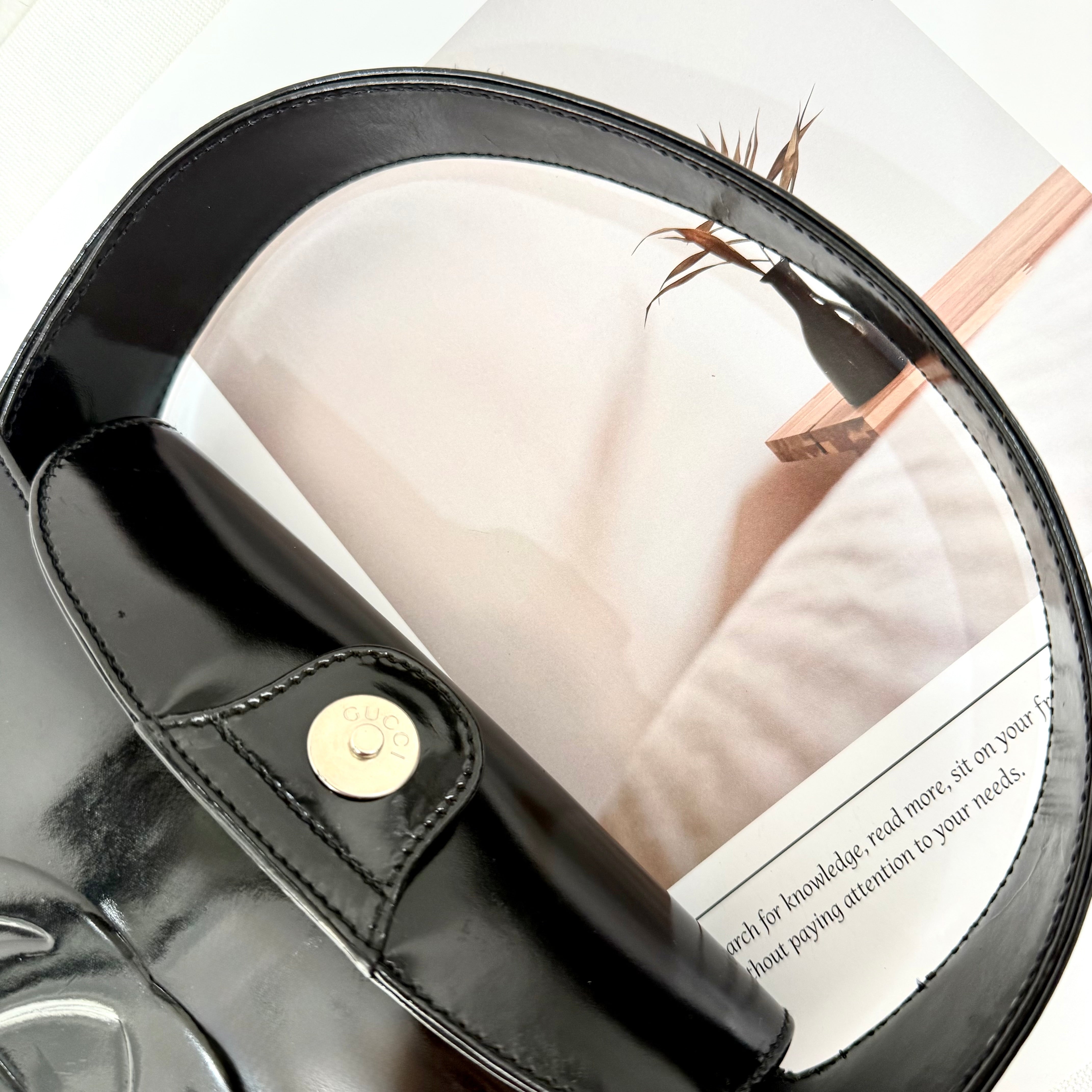 Gucci Vintage Patent Leather GG Shoulder Bag