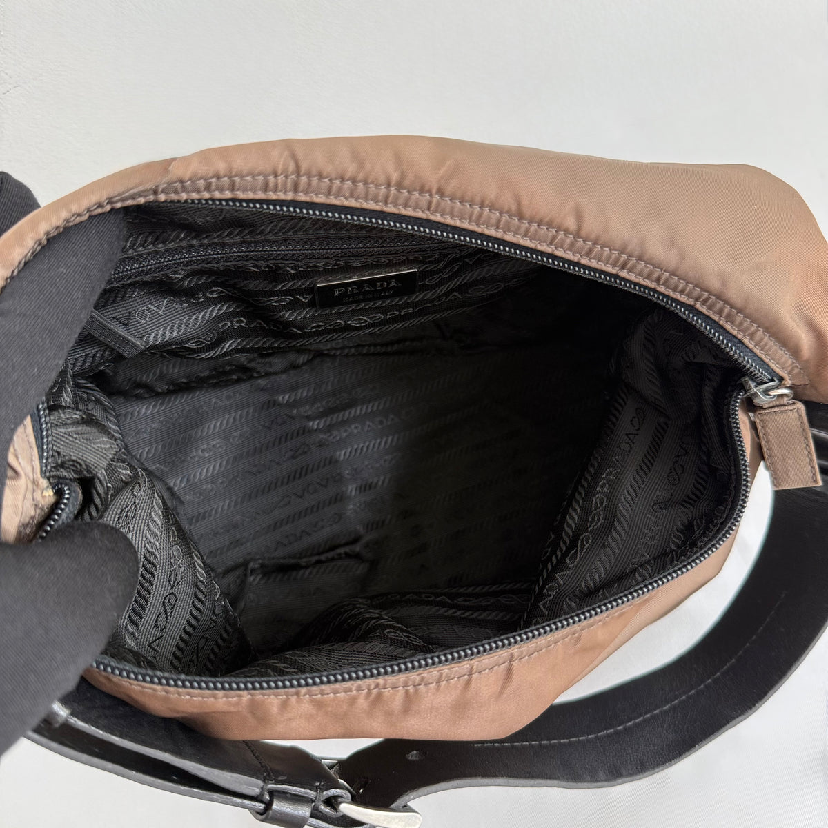 Prada Brown Nylon Hobo Bag