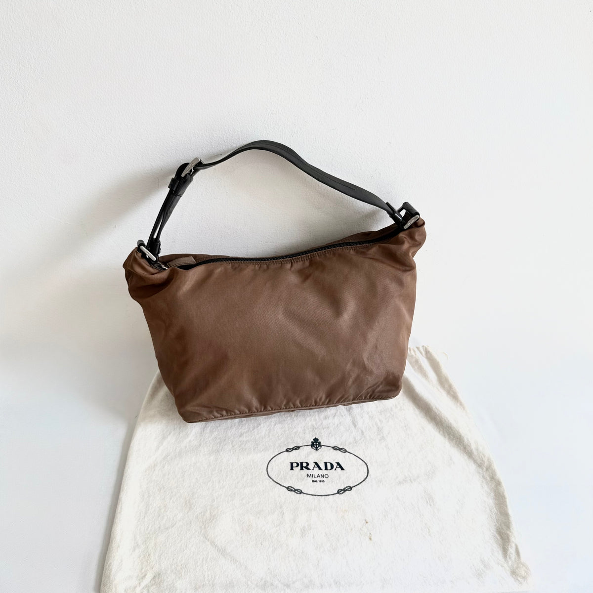 Prada Brown Nylon Hobo Bag