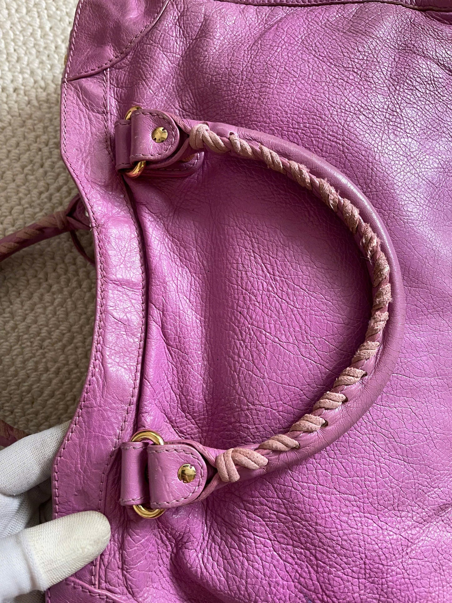 Balenciaga City Giant Studs Bag Leather (Pink)