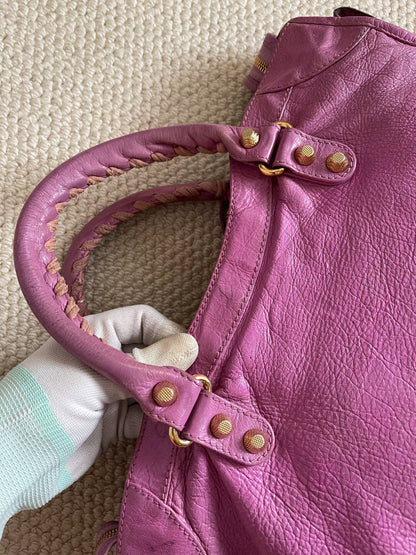 Balenciaga City Giant Studs Bag Leather (Pink)