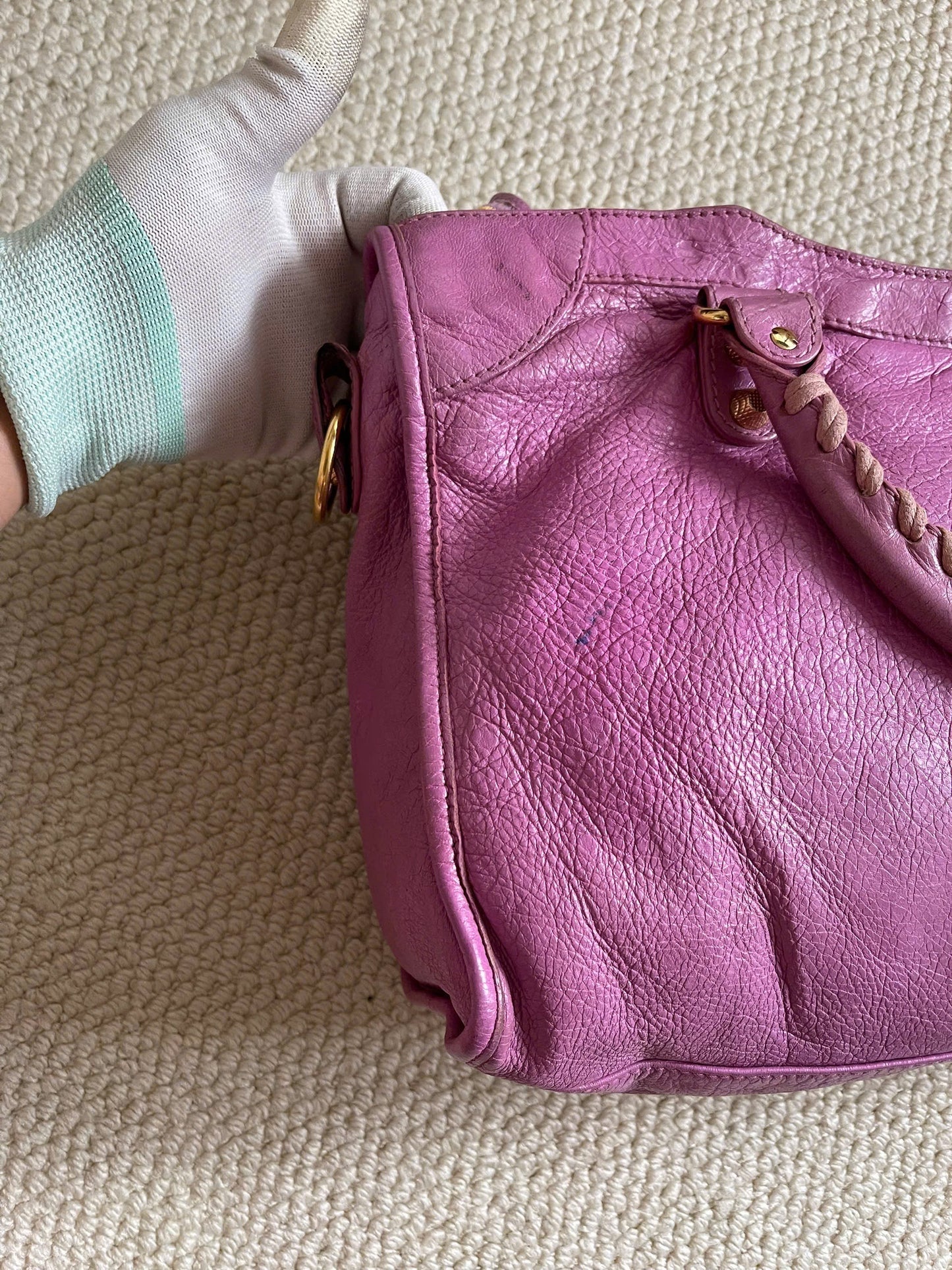 Balenciaga City Giant Studs Bag Leather (Pink)