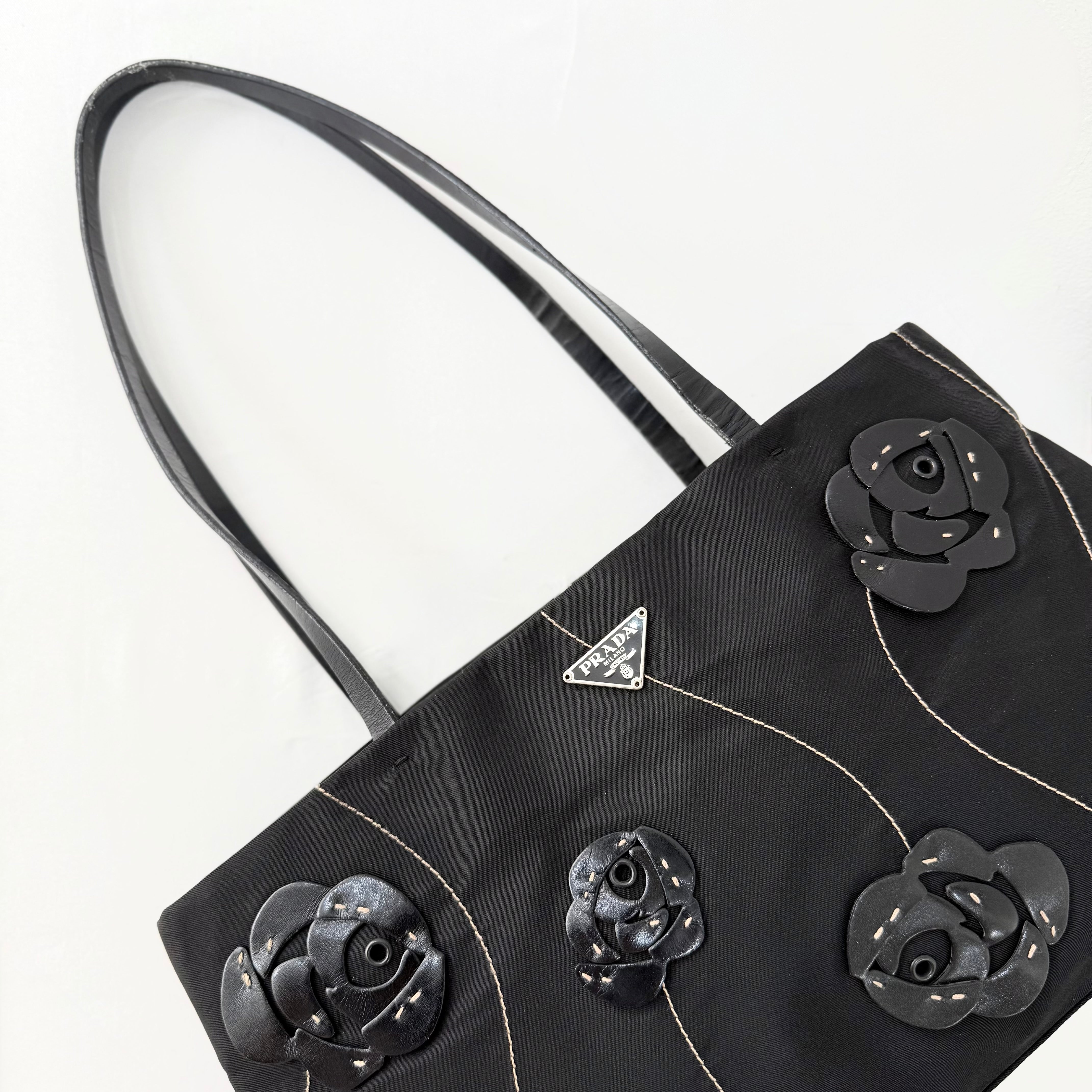 Prada Nylon Tessuto Flowers Tote Bag
