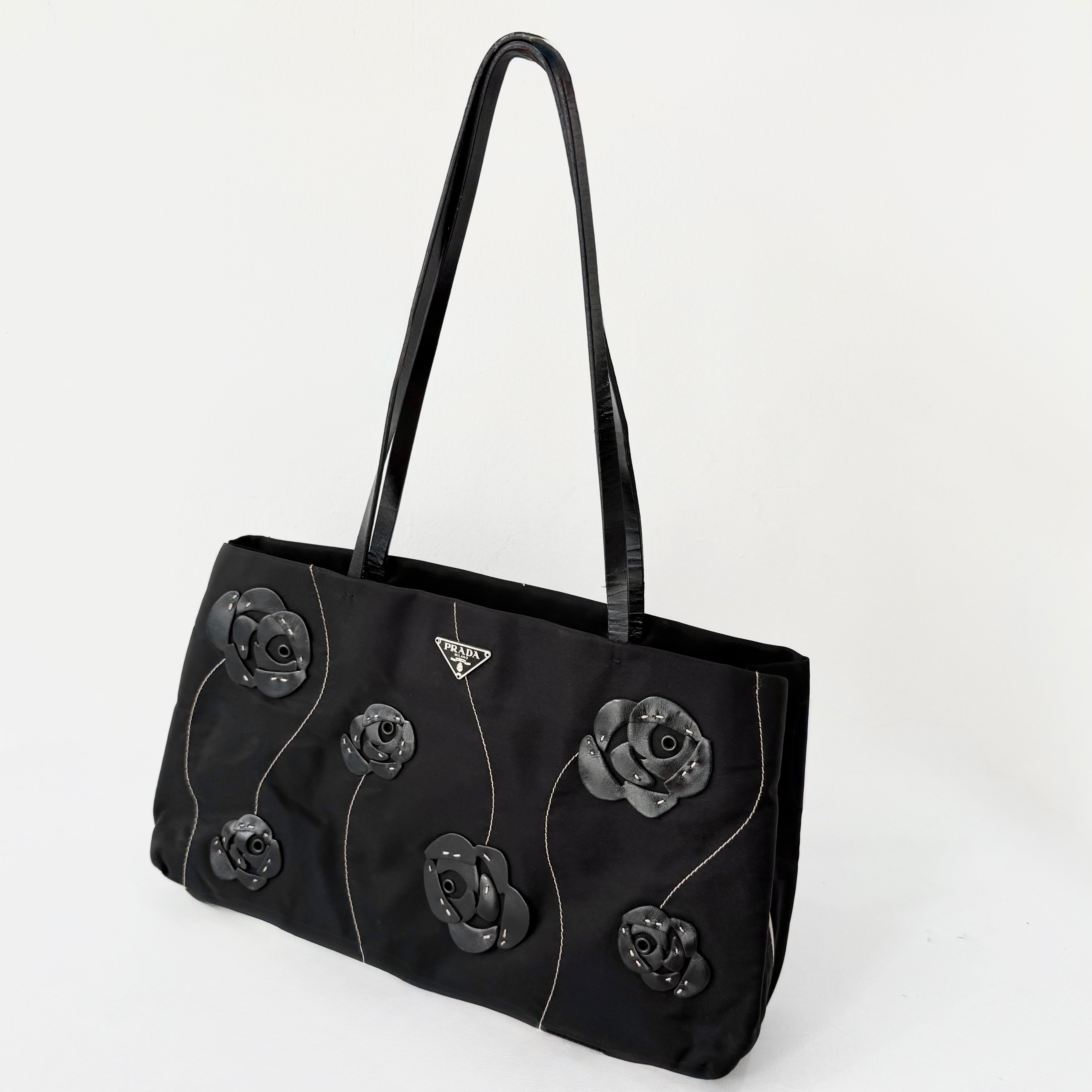 Prada Nylon Tessuto Flowers Tote Bag