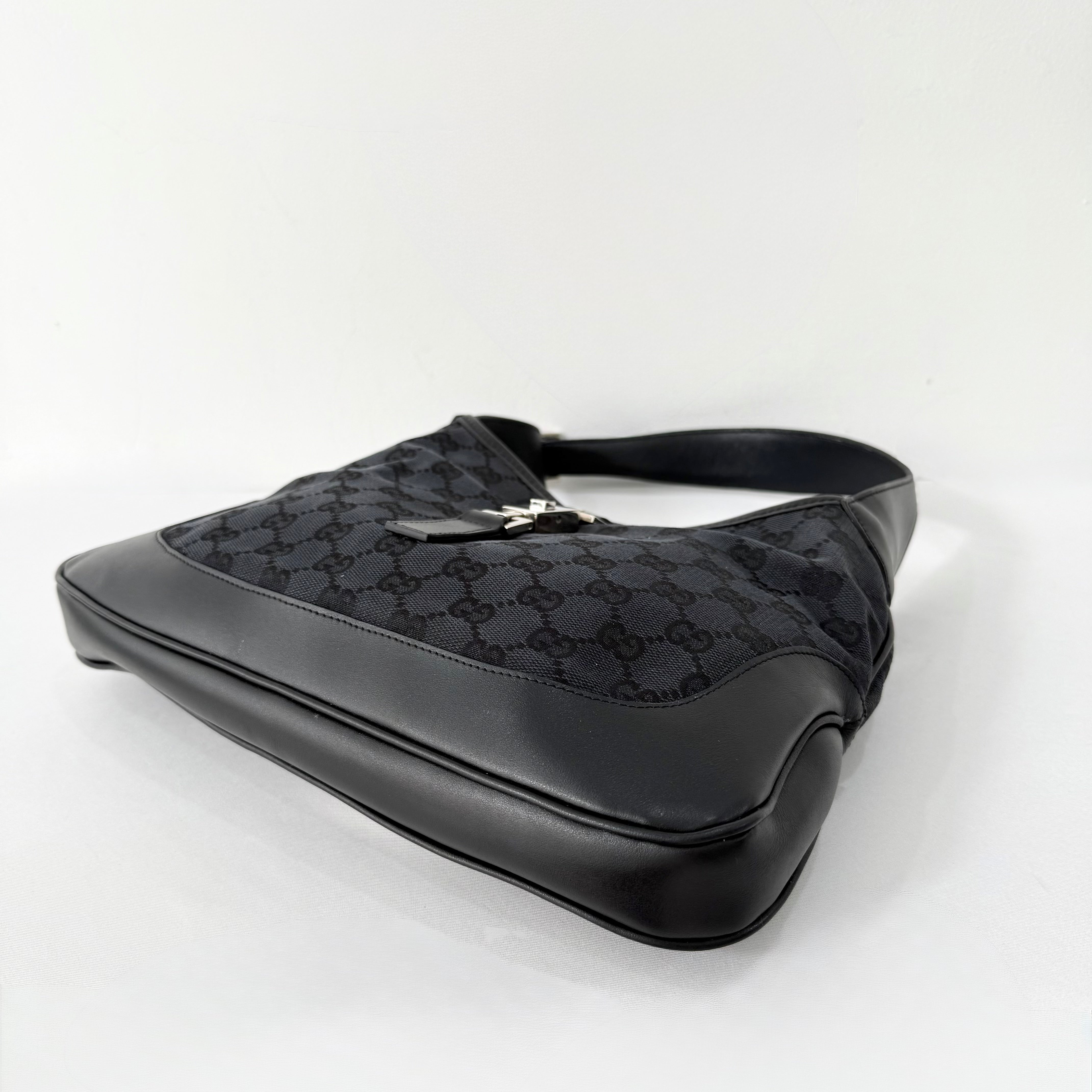 Gucci Black GG Canvas and Leather Jackie Hobo Bag