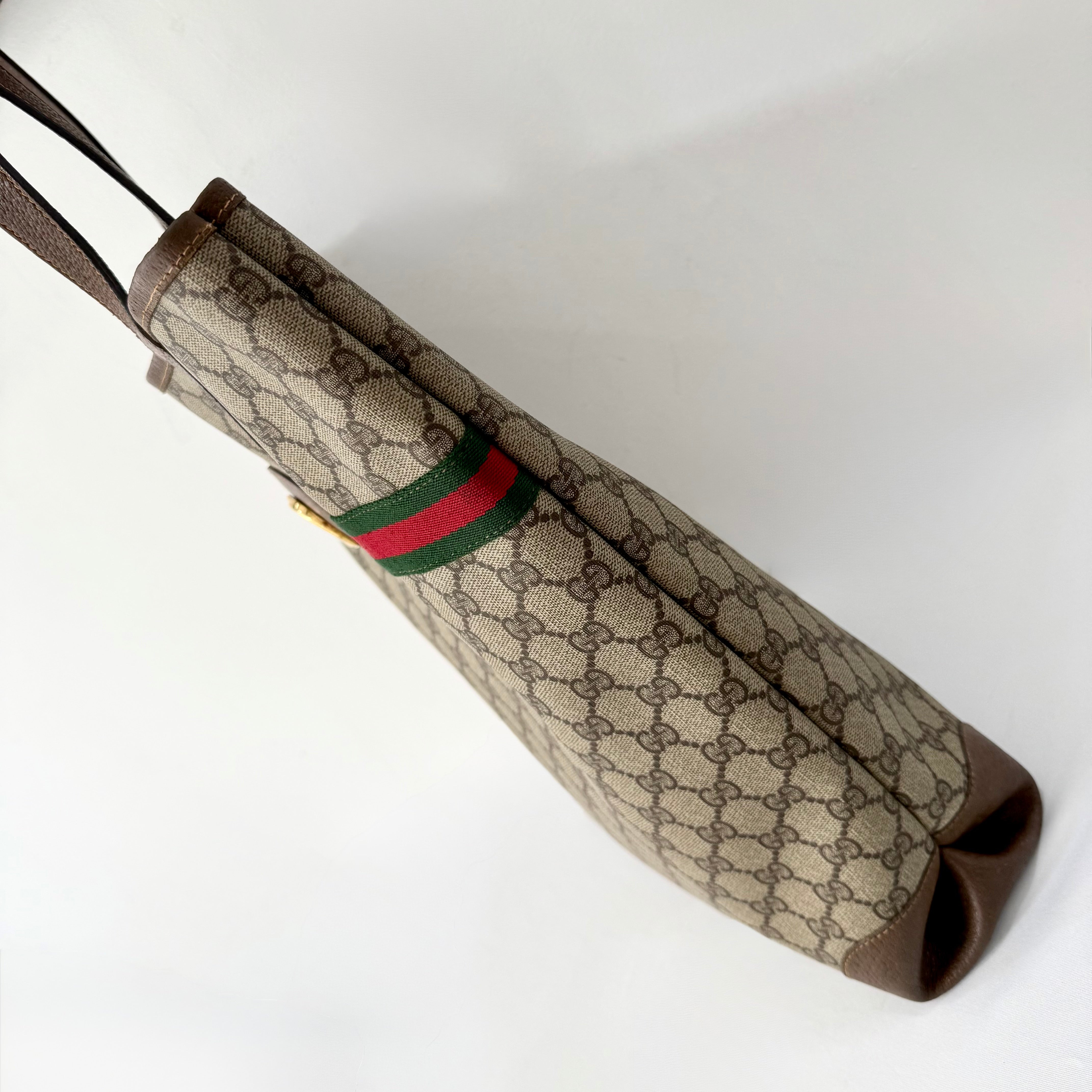 GUCCI GG Supreme Web Sherry Line Tote Bag