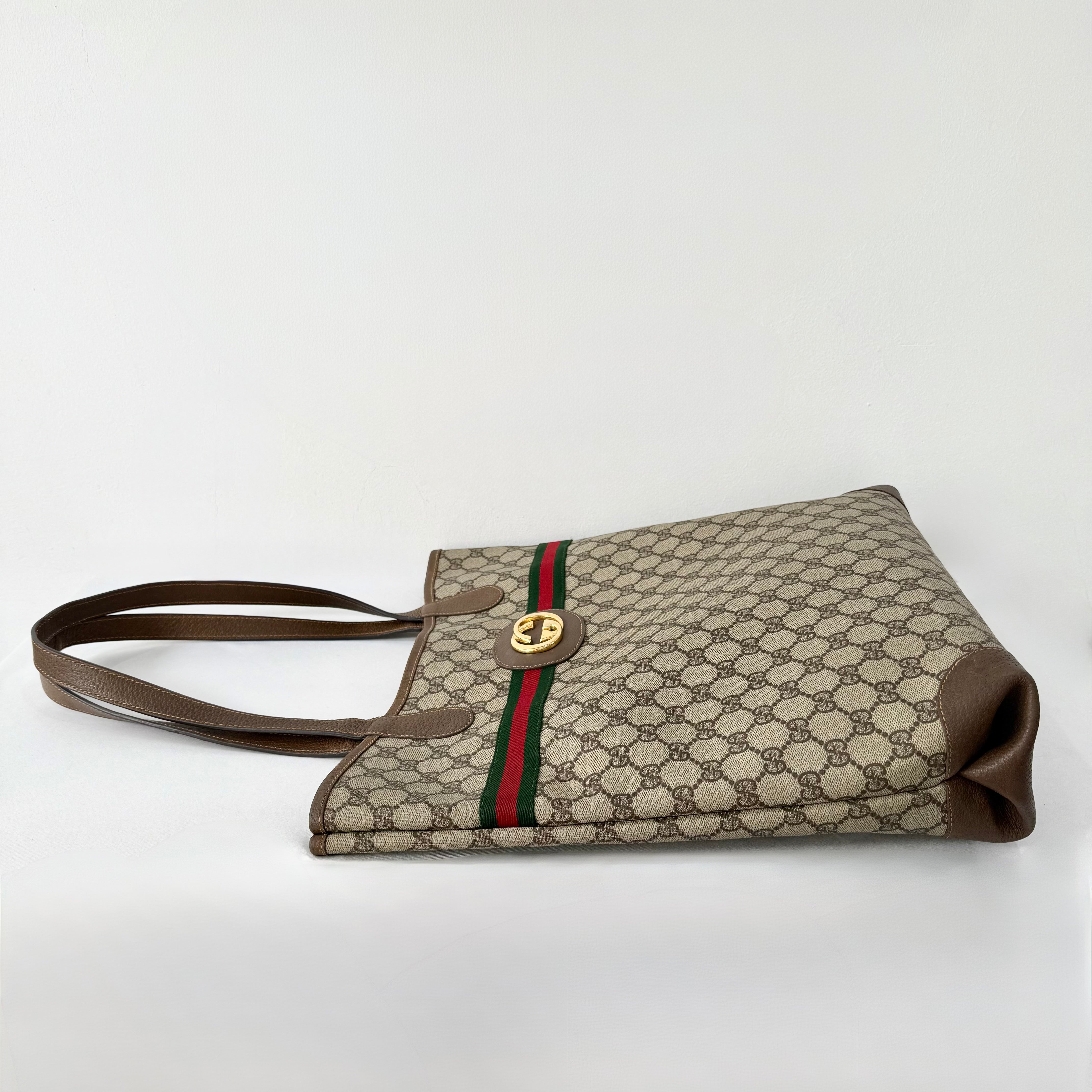 GUCCI GG Supreme Web Sherry Line Tote Bag