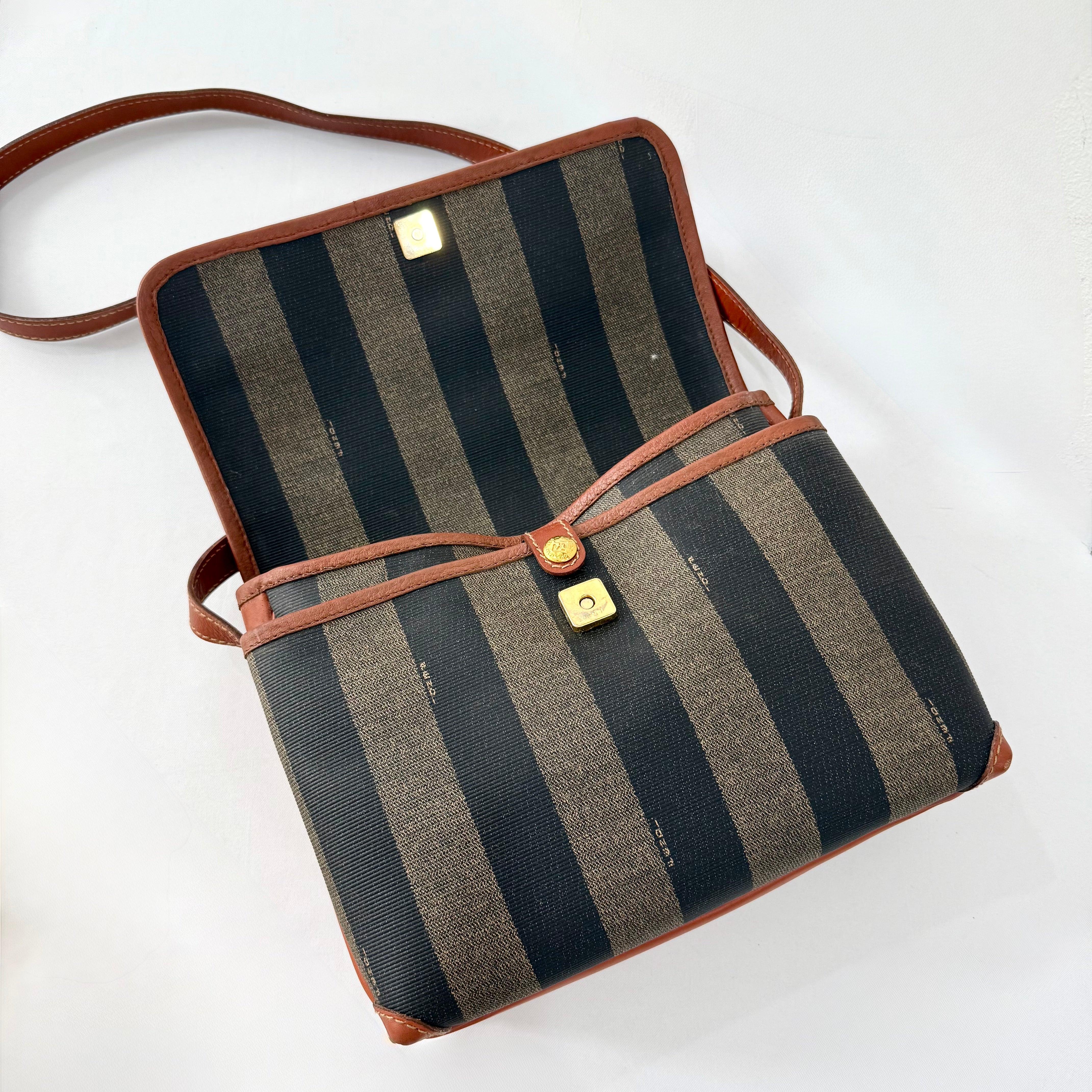 Fendi Vintage Pequin Flap Crossbody