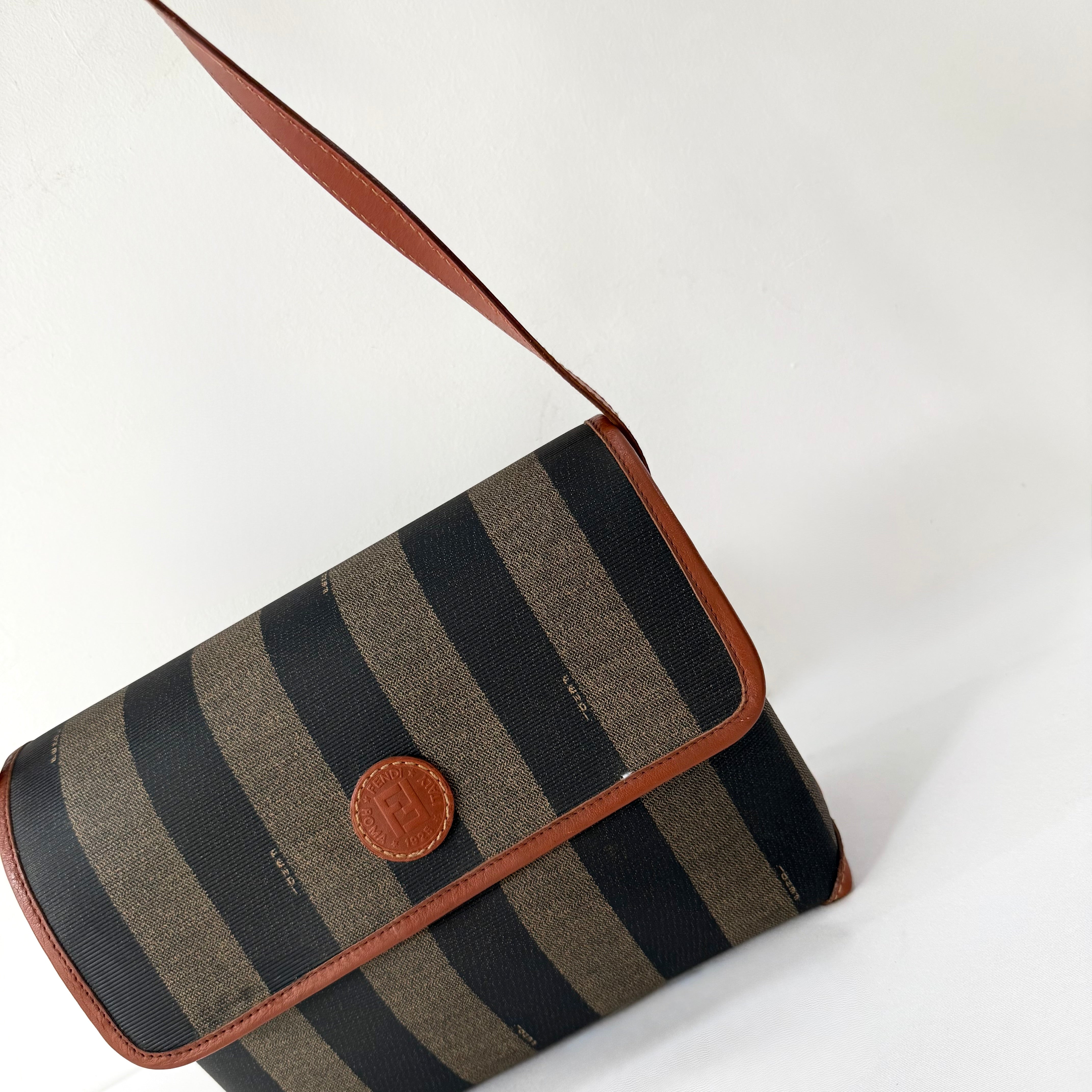Fendi Vintage Pequin Flap Crossbody