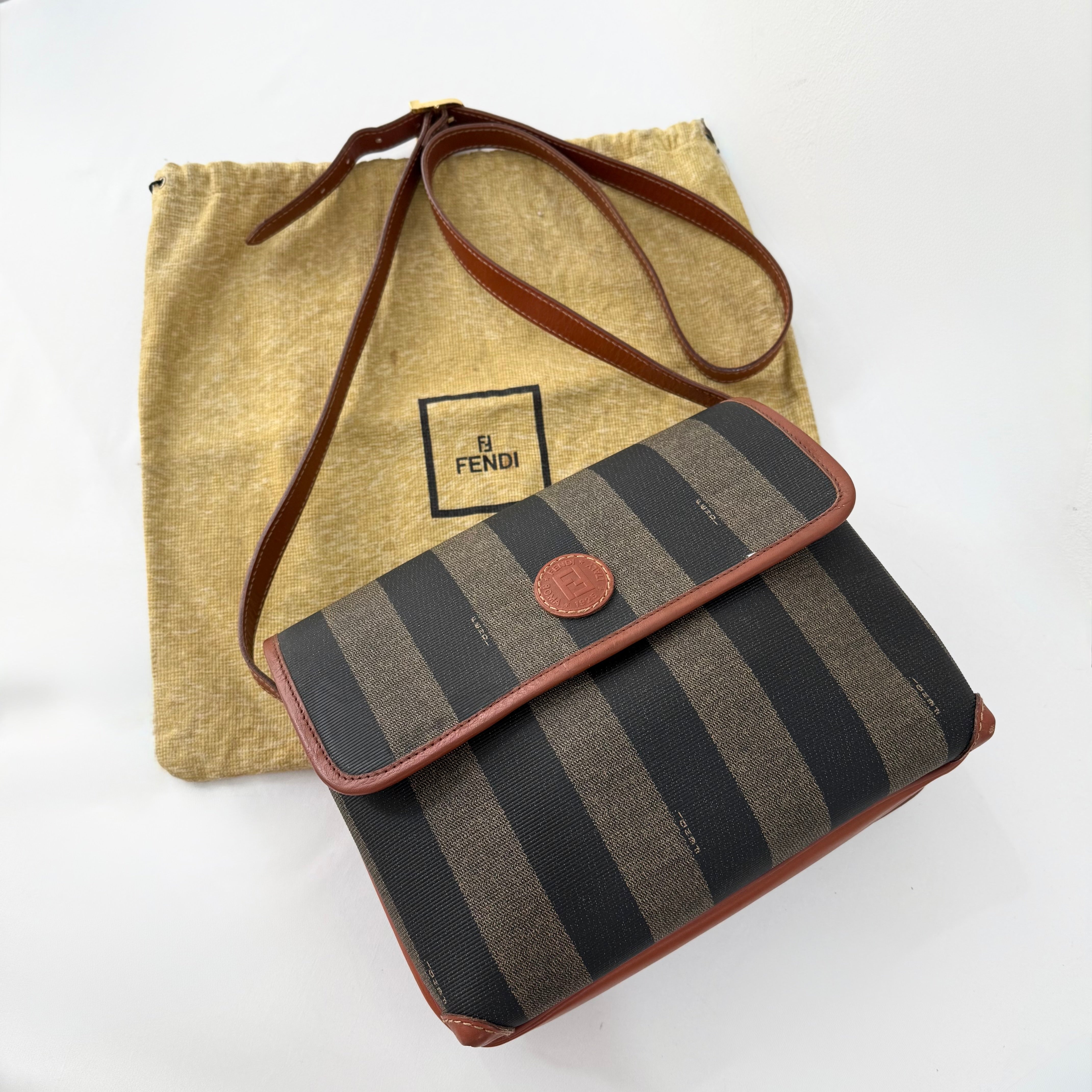 Fendi Vintage Pequin Flap Crossbody