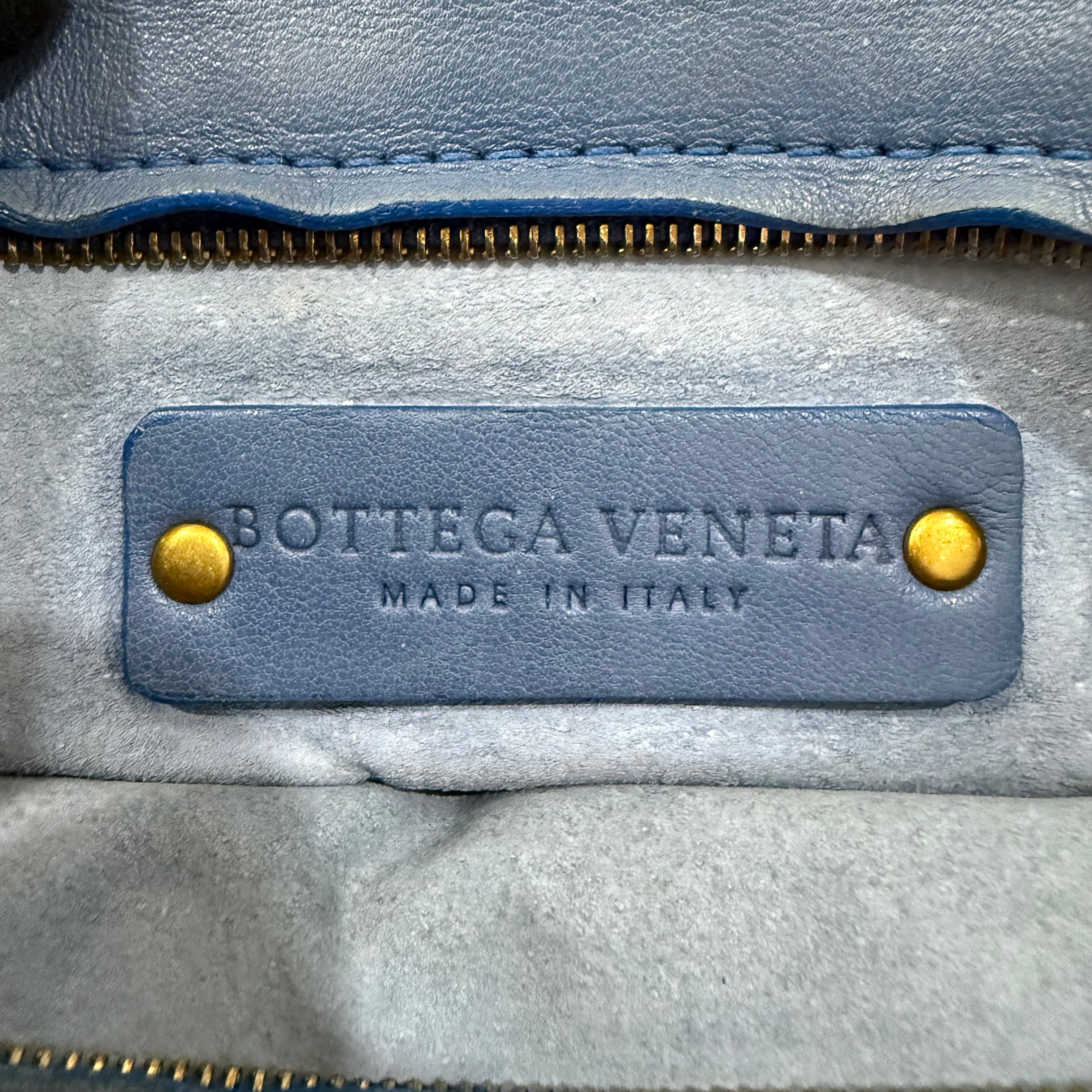 Bottega Veneta Blue Intrecciato Woven Nappa Leather