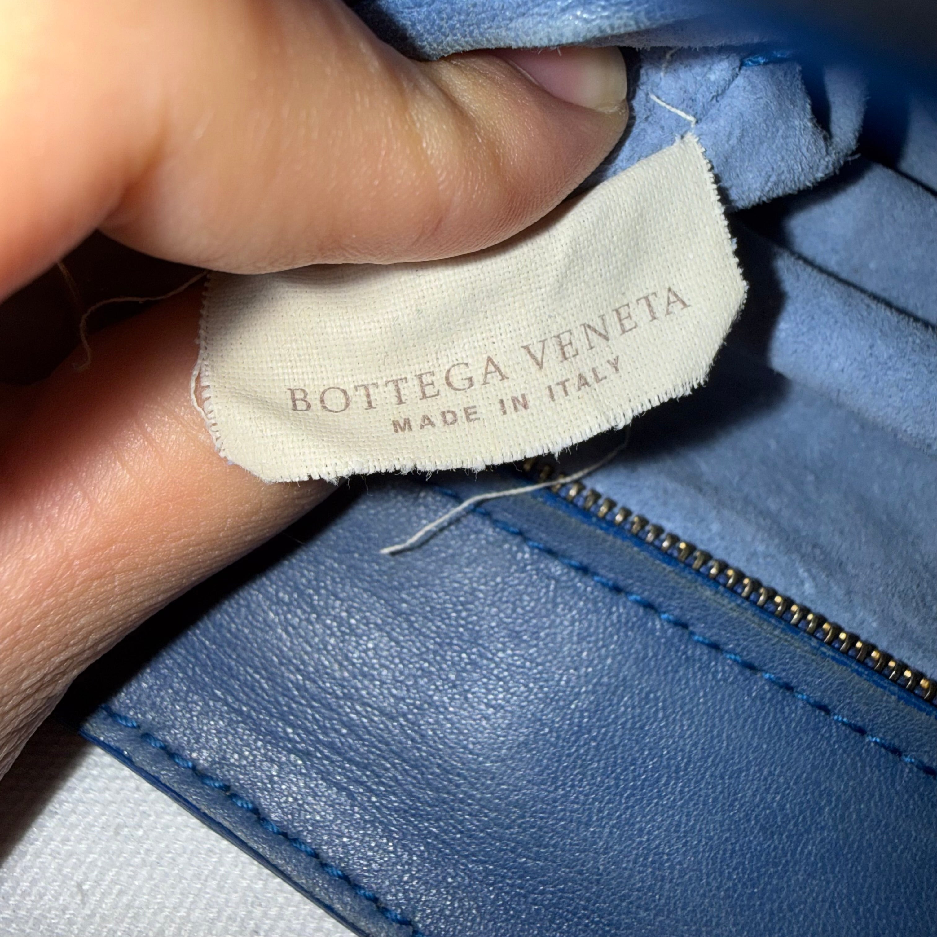 Bottega Veneta Blue Intrecciato Woven Nappa Leather