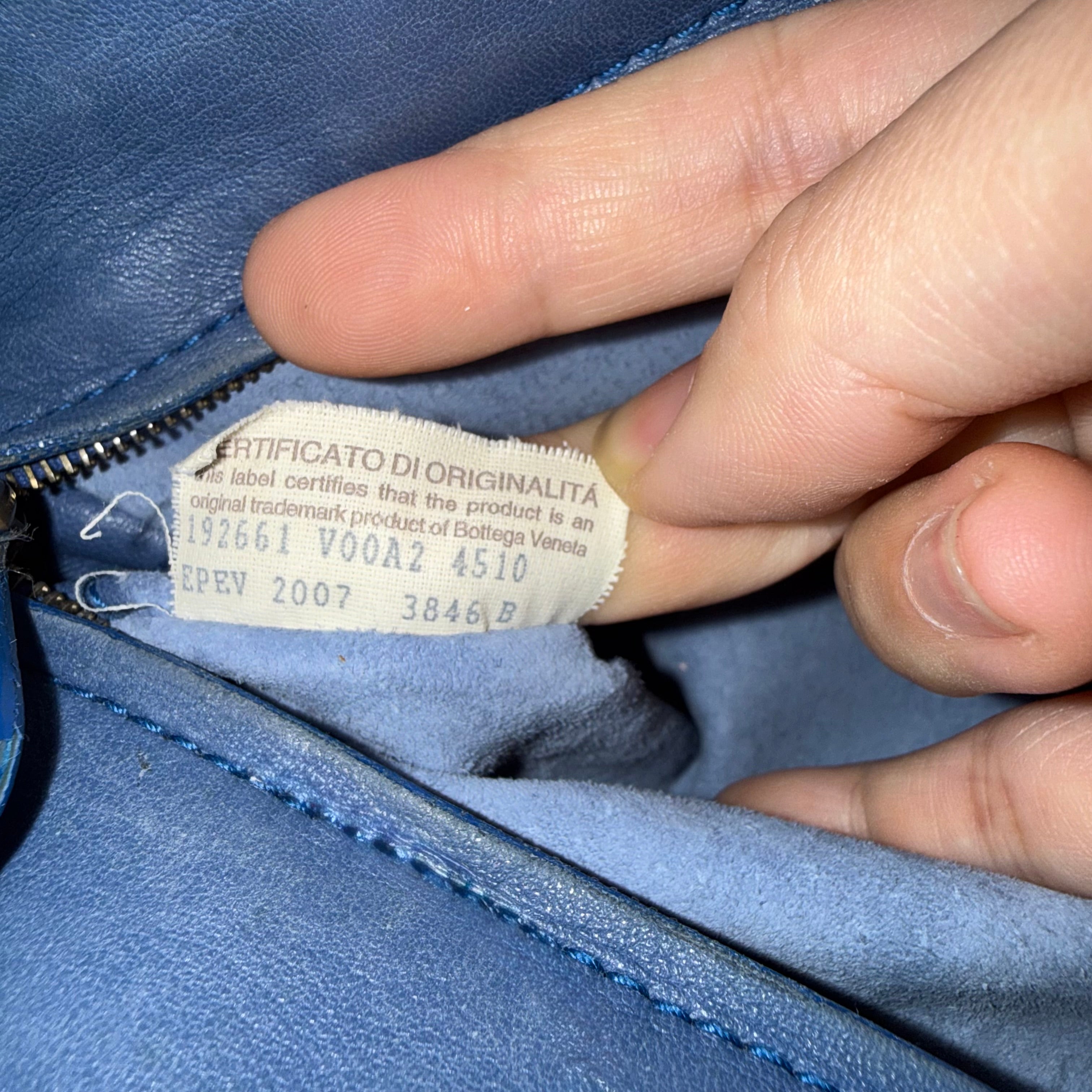 Bottega Veneta Blue Intrecciato Woven Nappa Leather