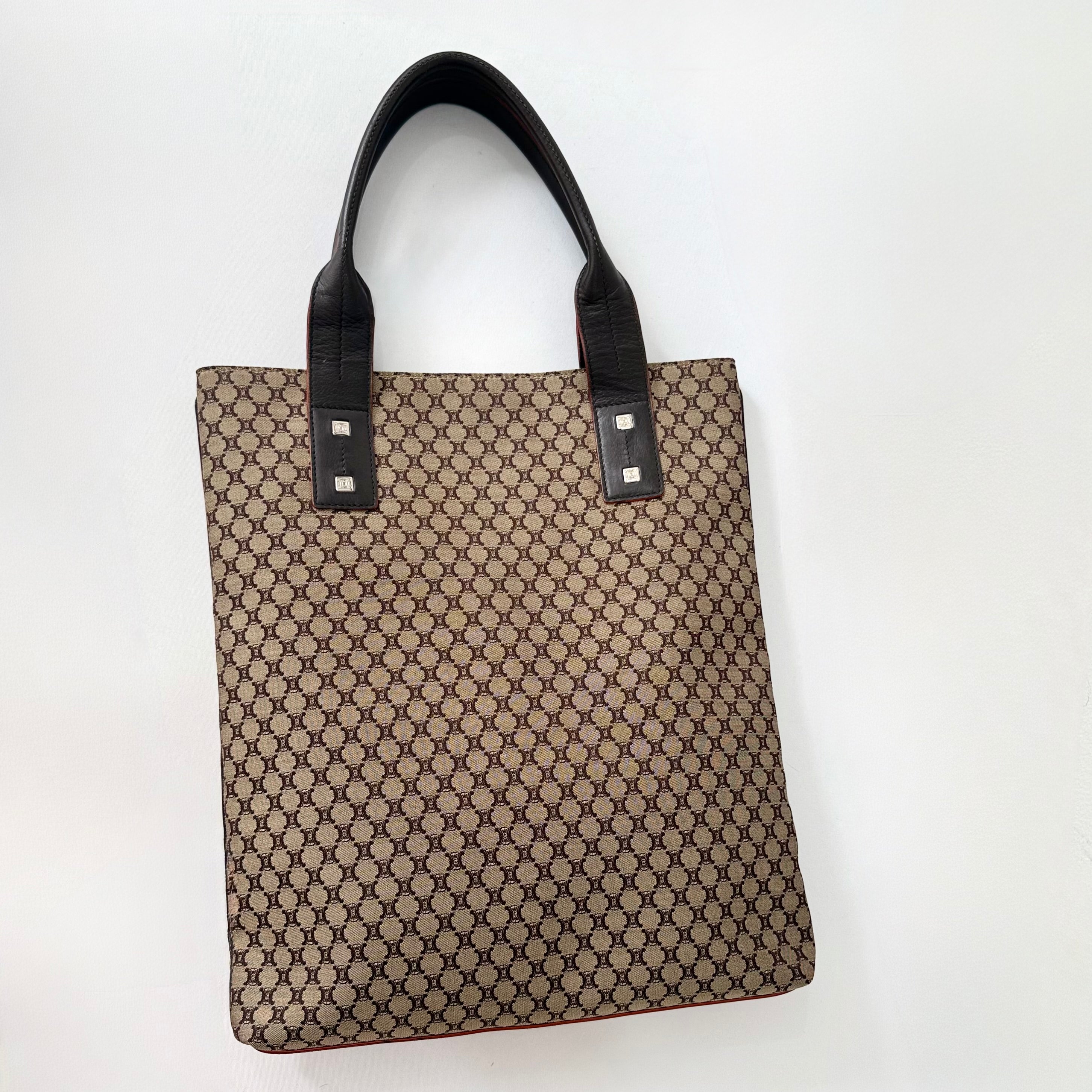 Celine Brown Macadam Canvas Tote Bag 