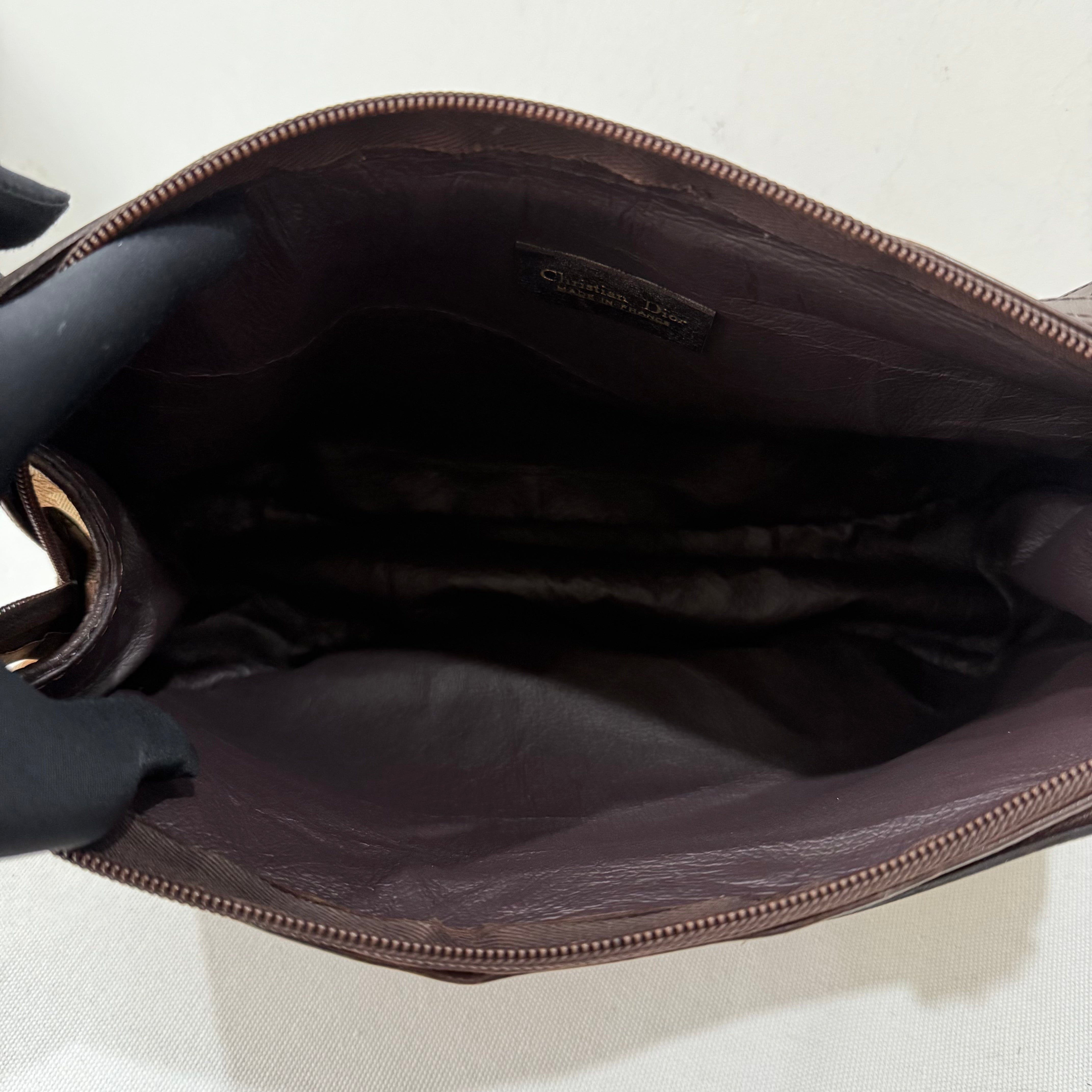 Christian Dior Trotter Brown Canvas Shoulder Bag