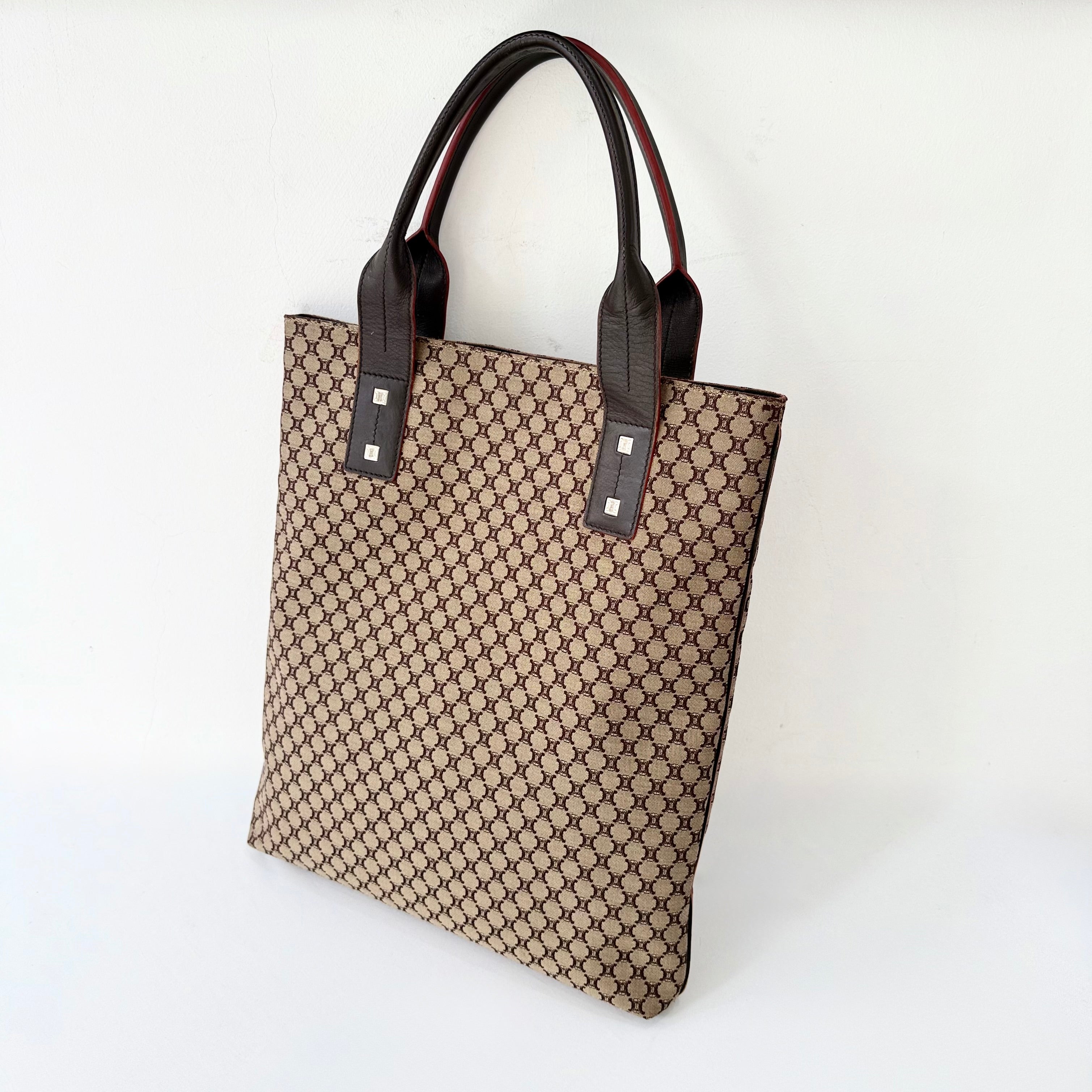 Celine Brown Macadam Canvas Tote Bag 