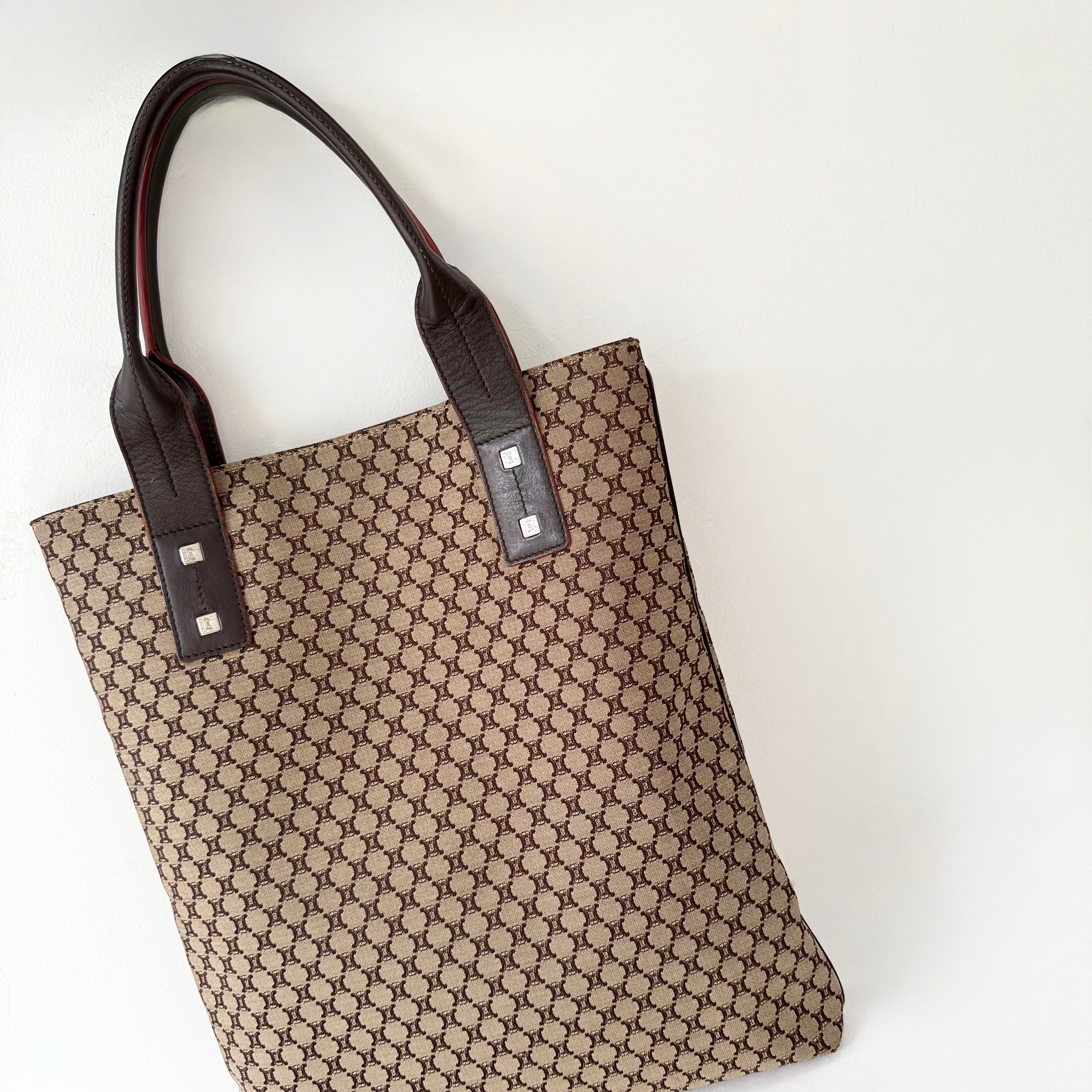 Celine Brown Macadam Canvas Tote Bag 
