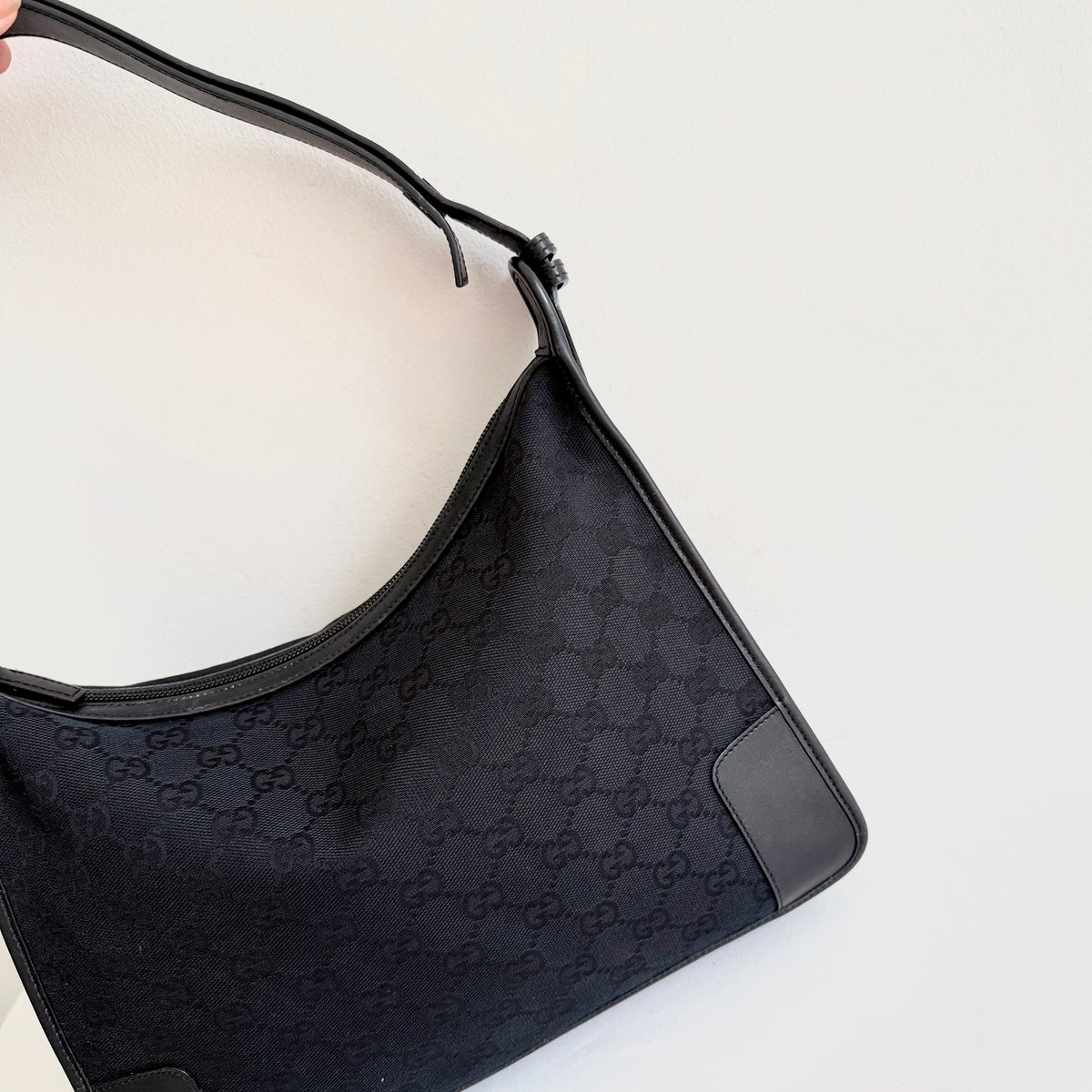 Gucci Black Monogram GG Canvas Shoulder Bag
