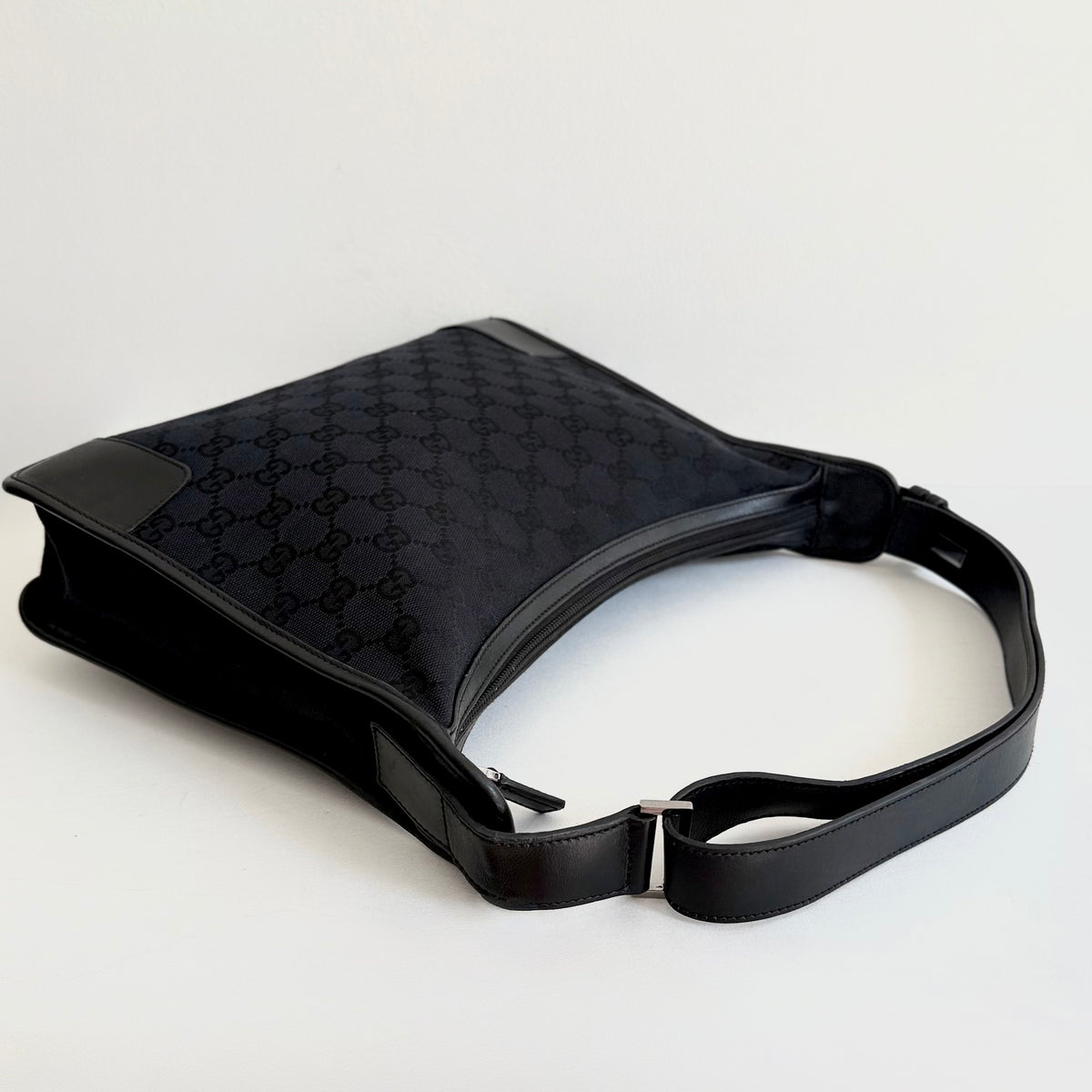 Gucci Black Monogram GG Canvas Shoulder Bag
