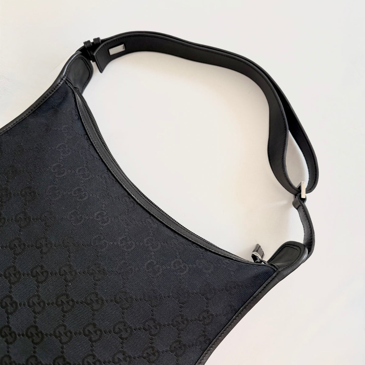 Gucci Black Monogram GG Canvas Shoulder Bag