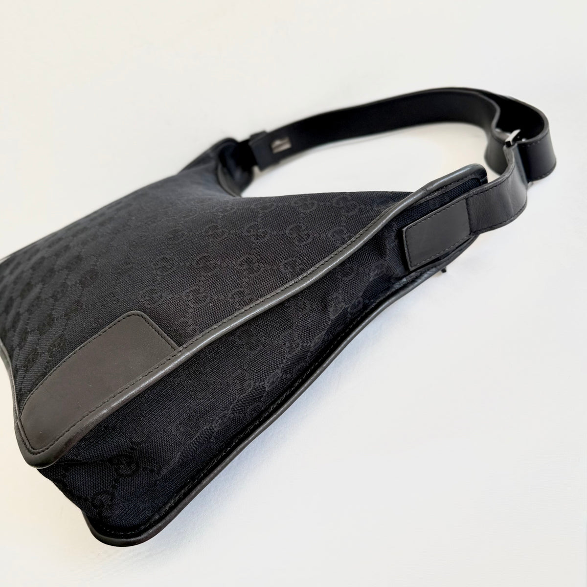 Gucci Black Monogram GG Canvas Shoulder Bag