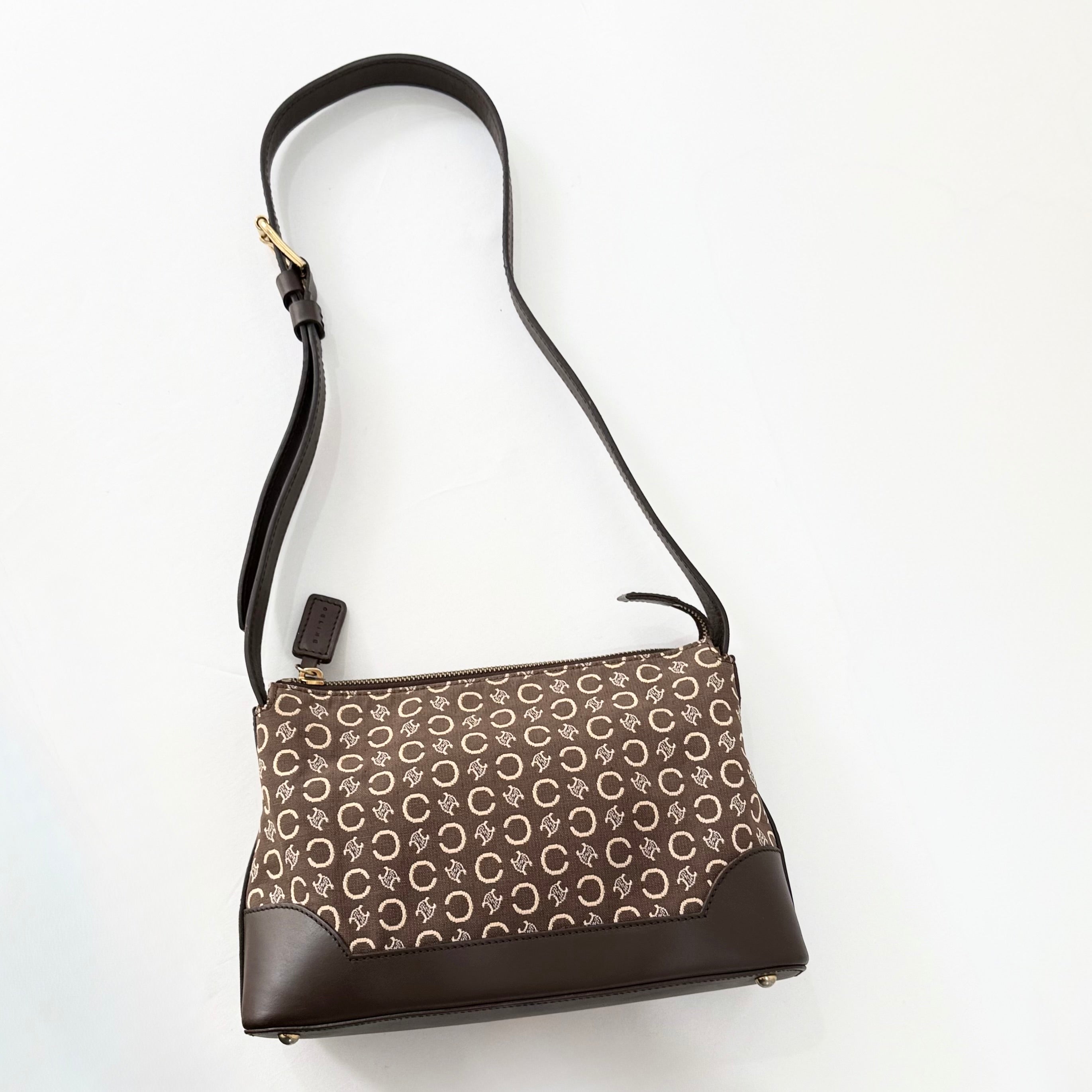 Celine C Brown Macadam Canvas shoulder bag