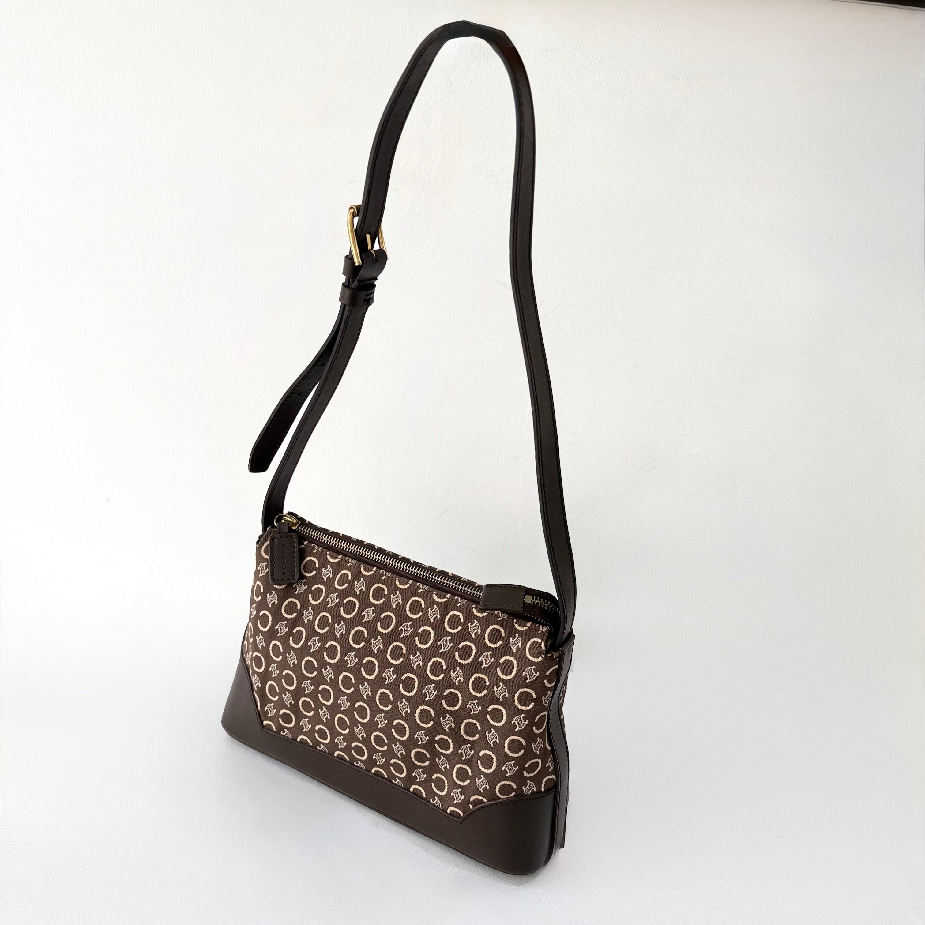 Celine C Brown Macadam Canvas shoulder bag
