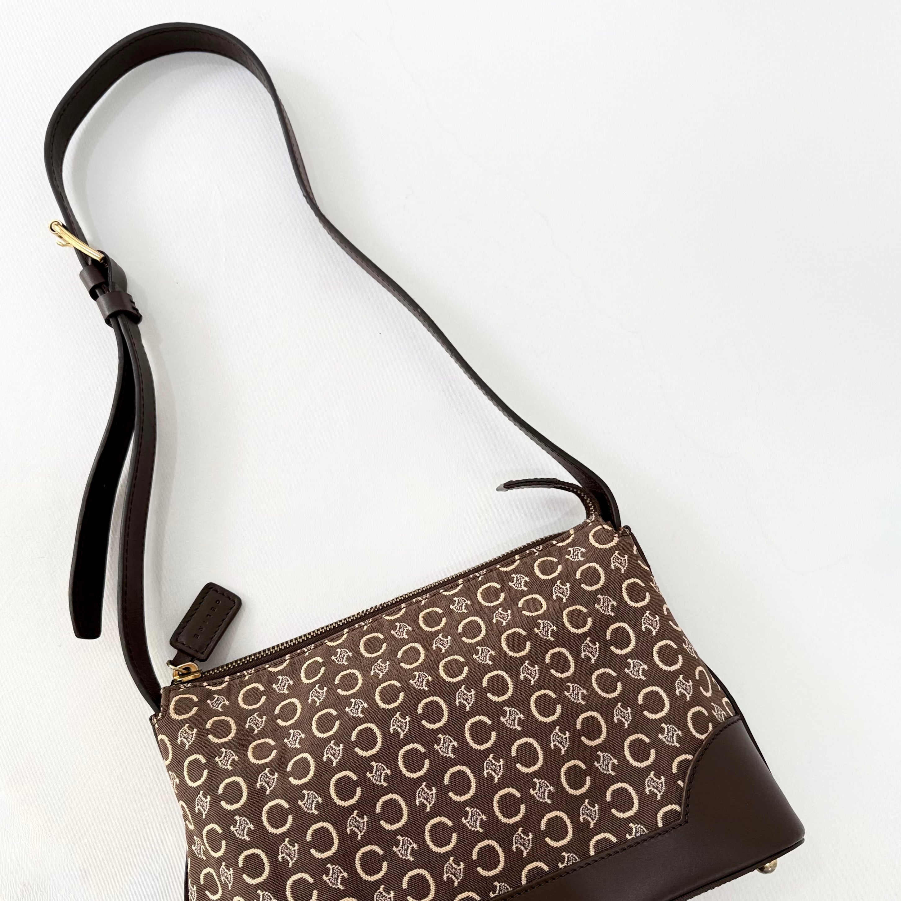 Celine C Brown Macadam Canvas shoulder bag