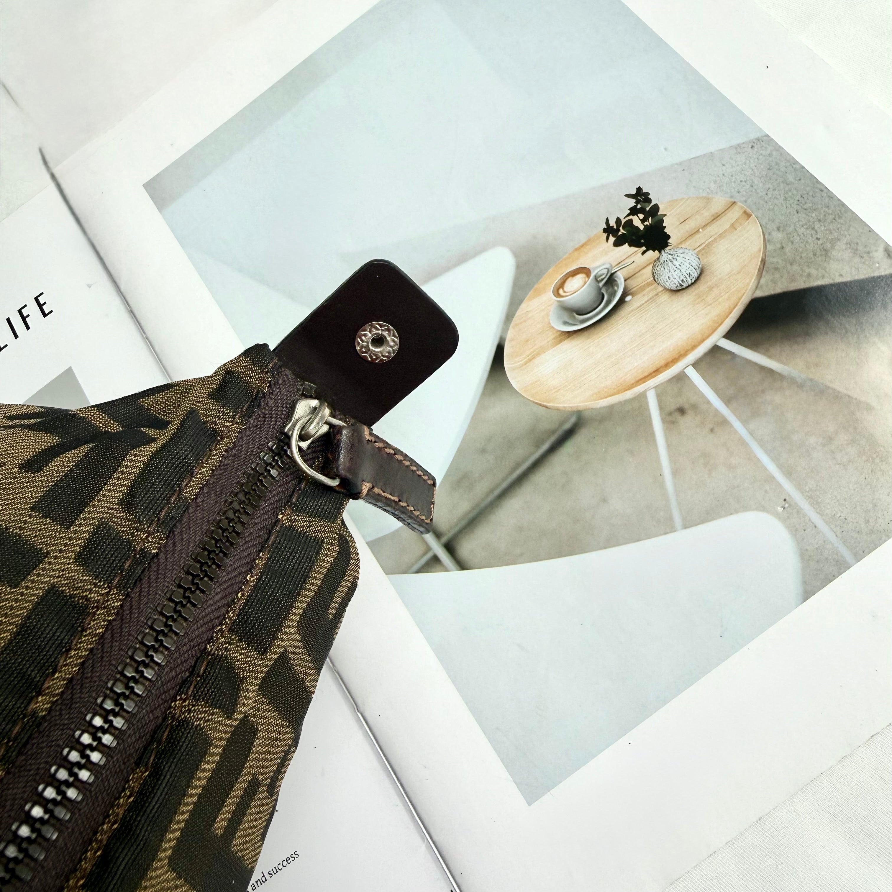 Fendi Brown Zucca Pochette Bag