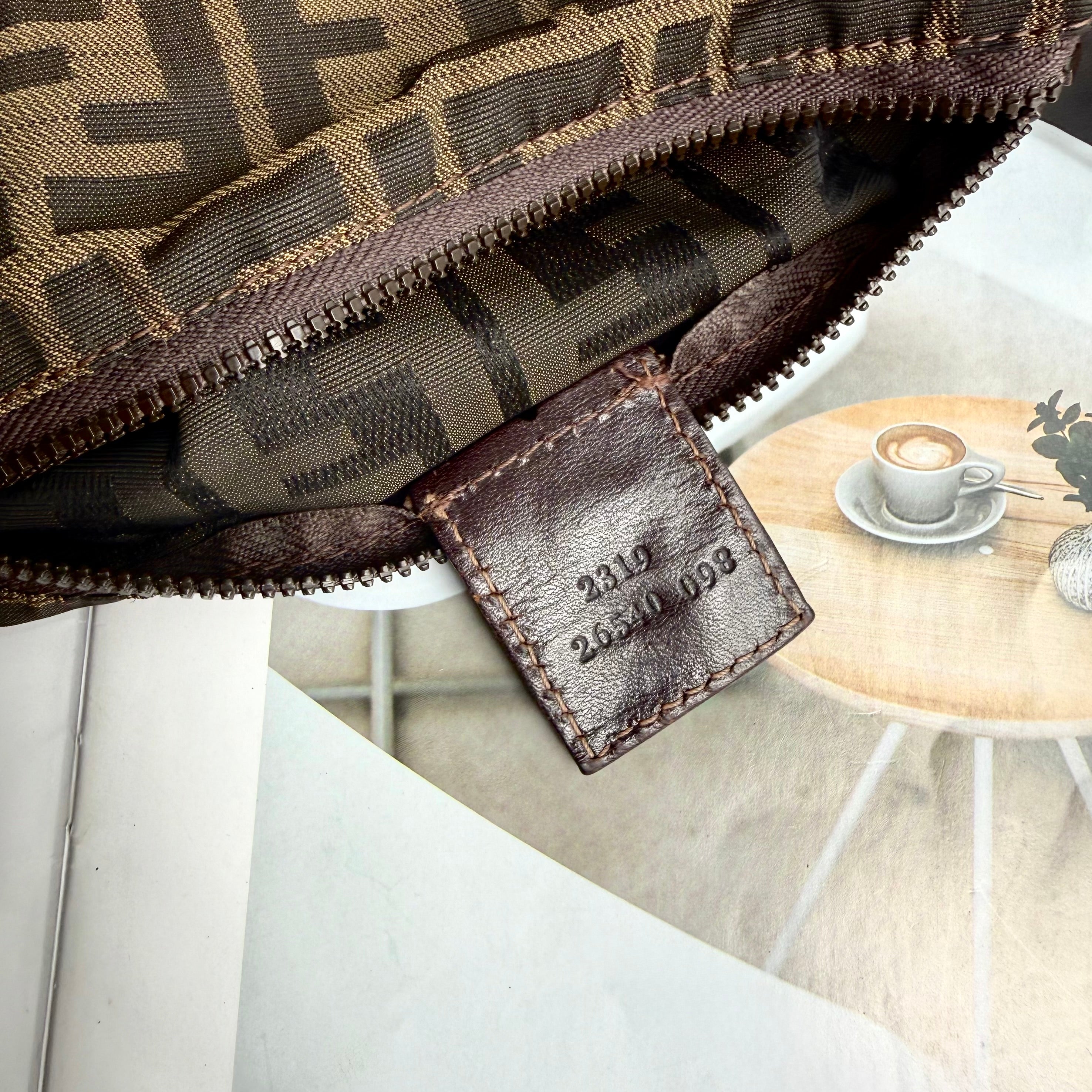 Fendi Brown Zucca Pochette Bag