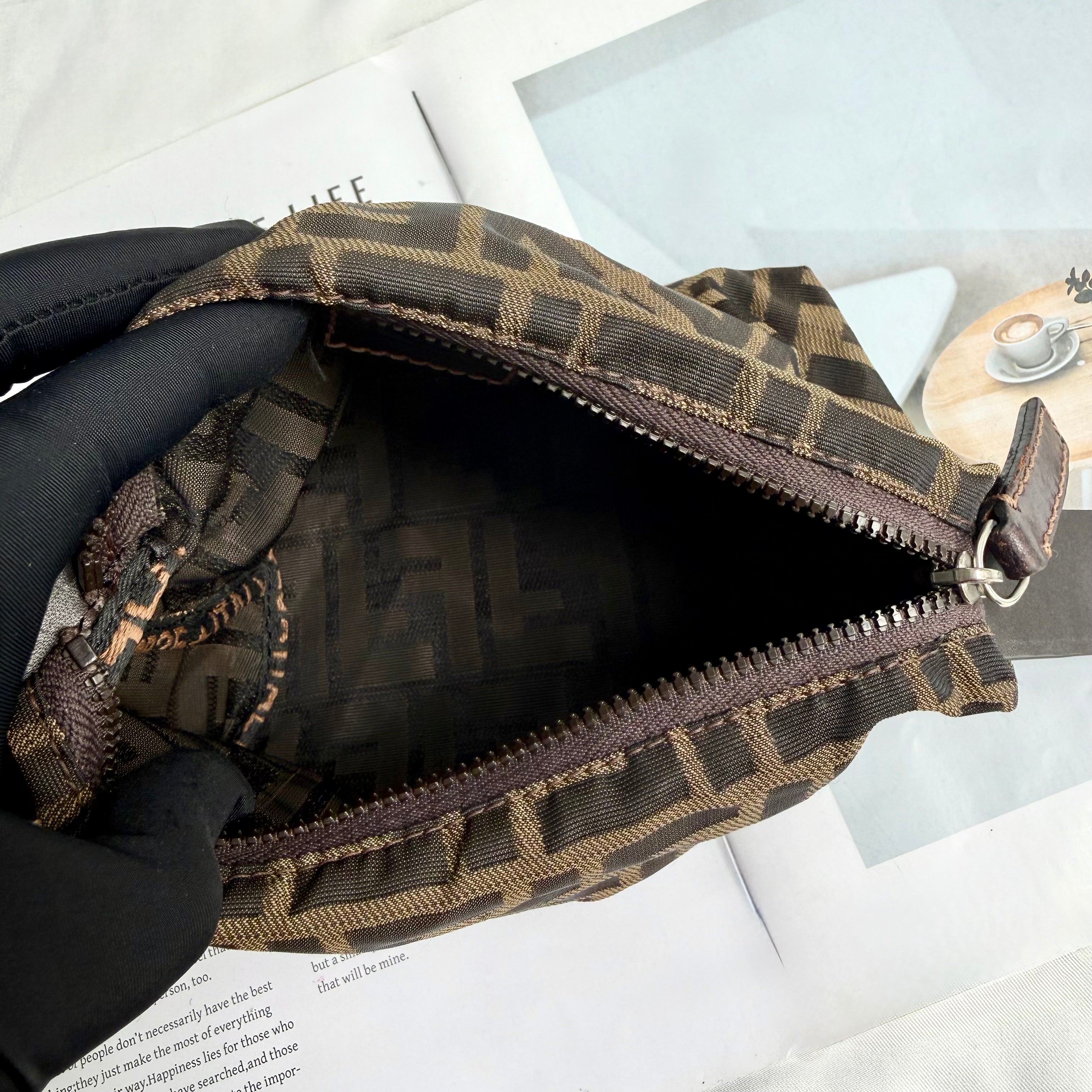 Fendi Brown Zucca Pochette Bag