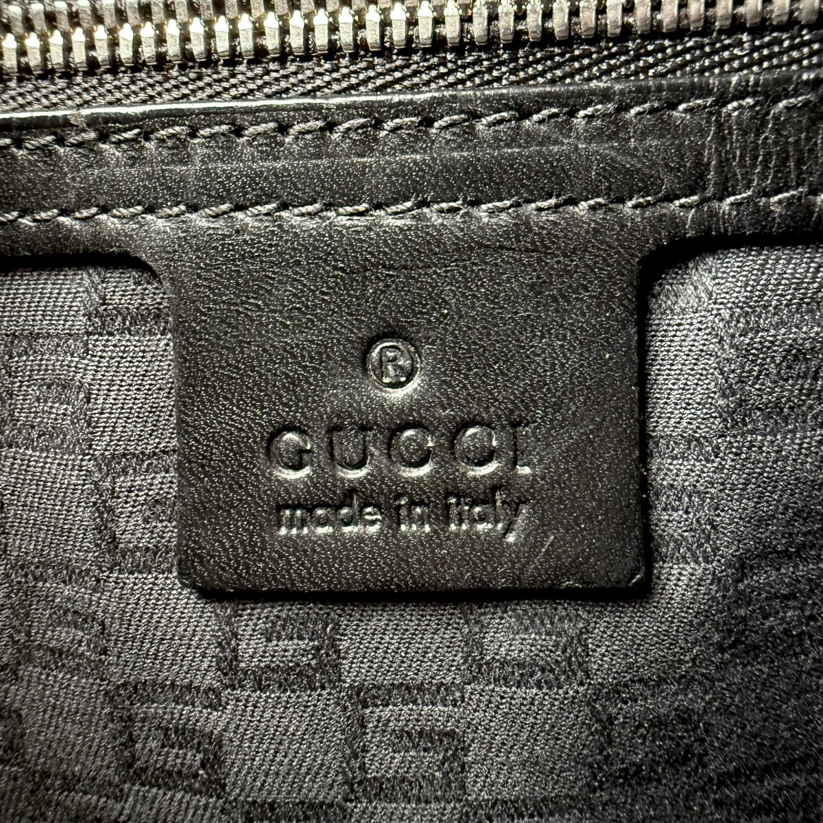 GUCCI BLACK CANVAS REINS SHOULDER BAG
