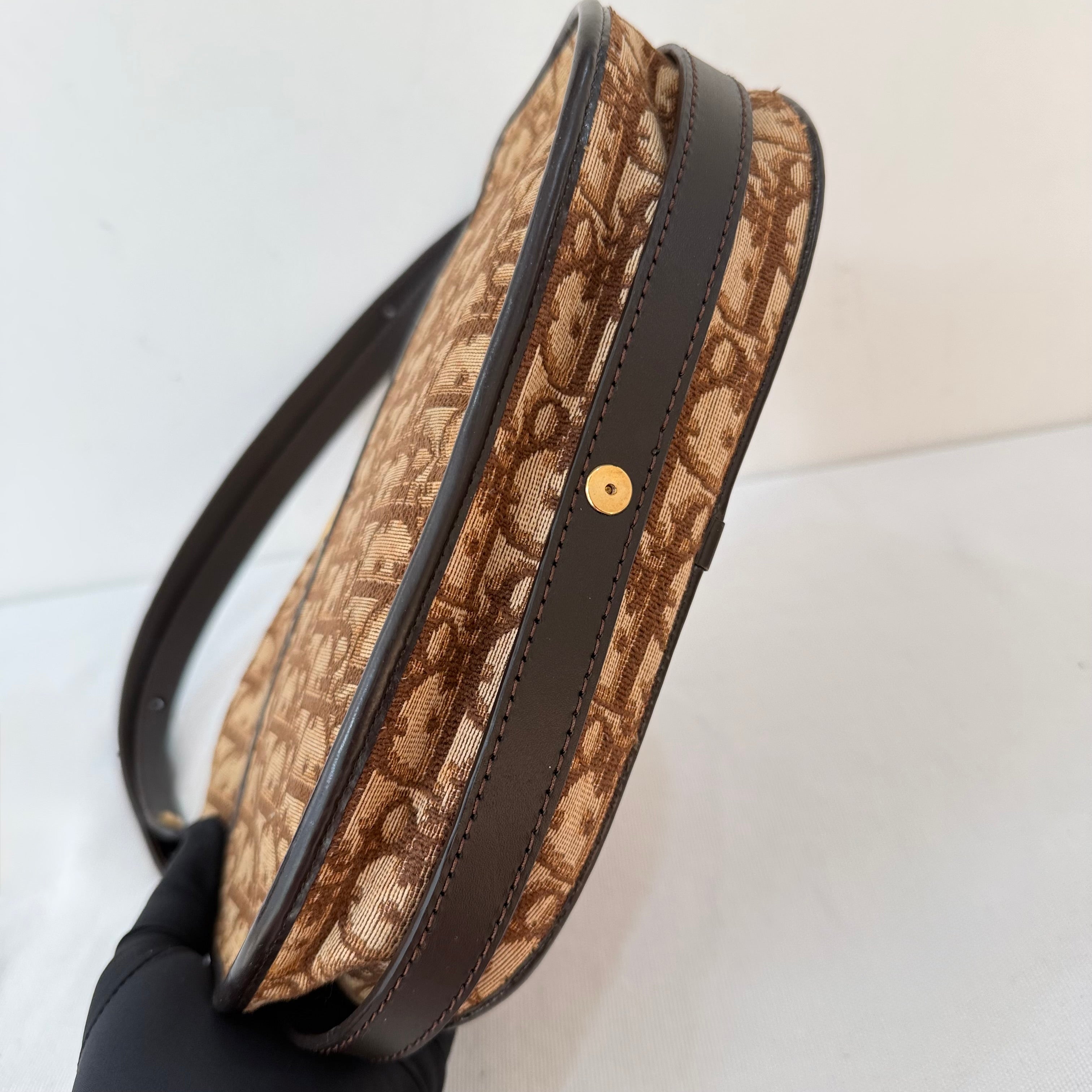 Christian Dior Trotter Brown Canvas Shoulder Bag