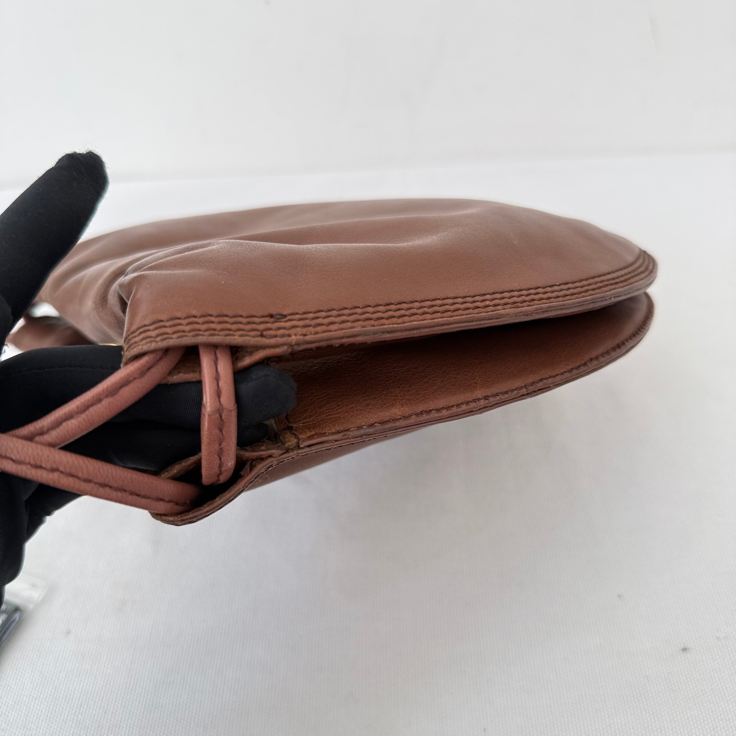 LOEWE Brown Anagram Drawstring Shoulder Bag 