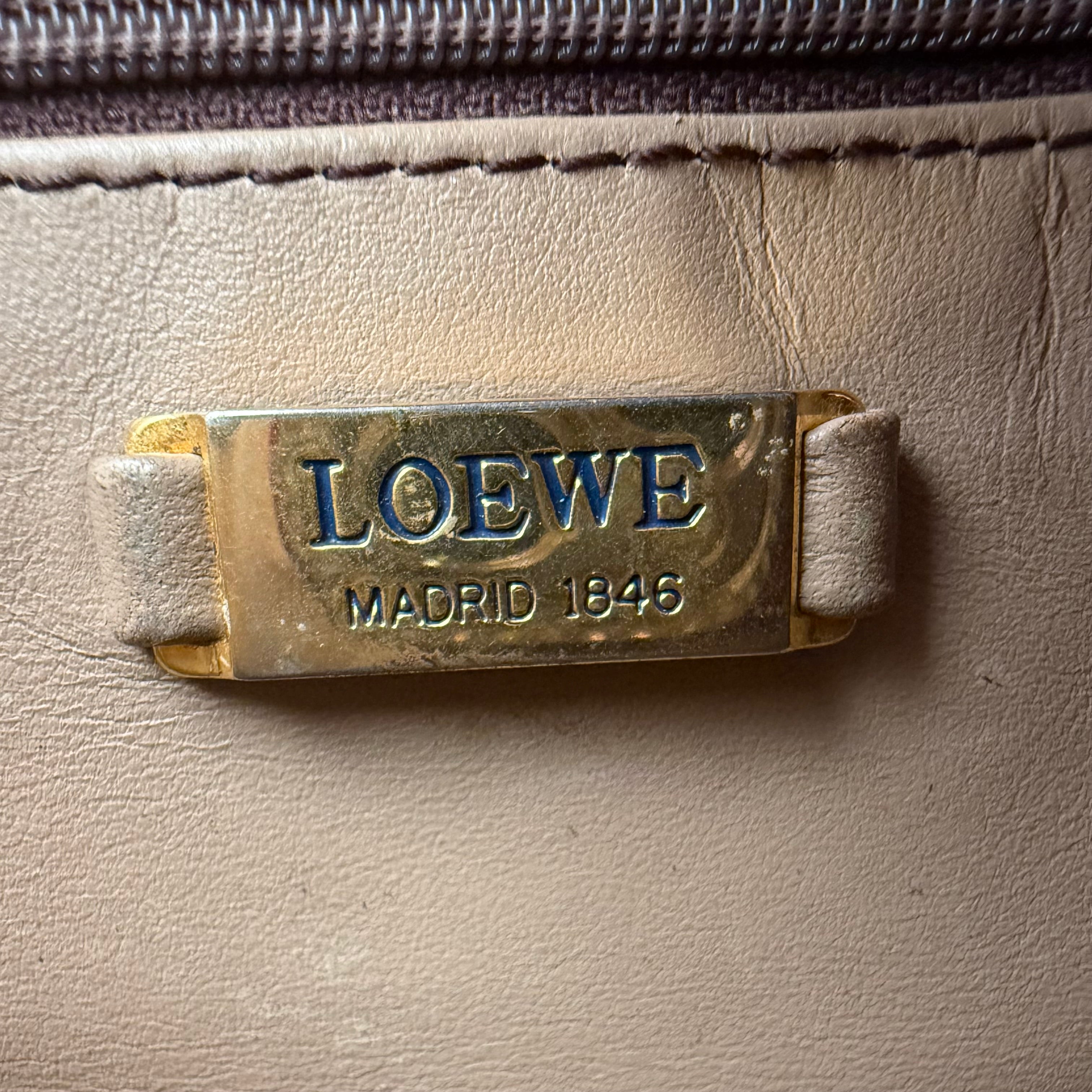 LOEWE Brown Anagram Drawstring Shoulder Bag 
