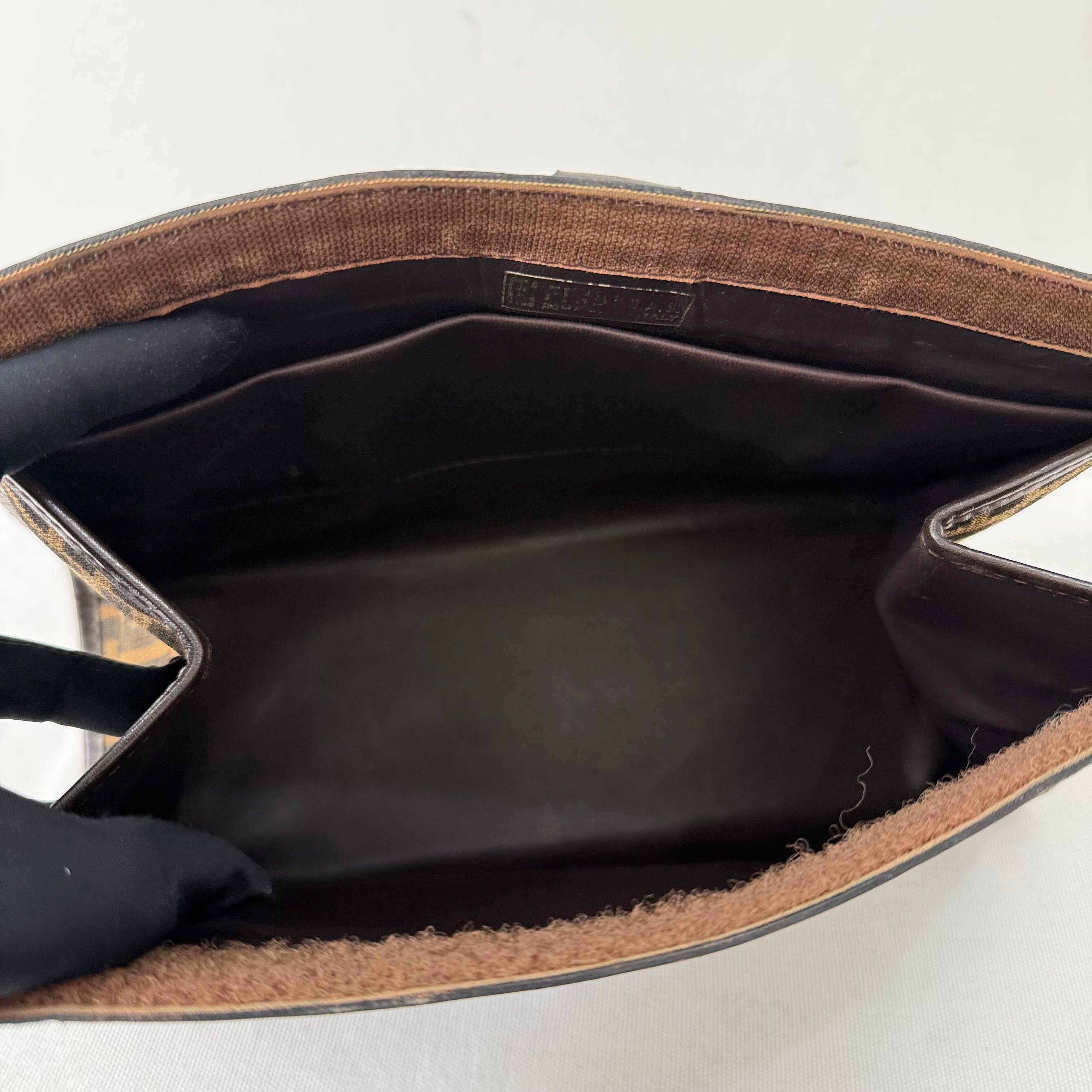 Fendi Brown Canvas Zucca Shoulder Bag
