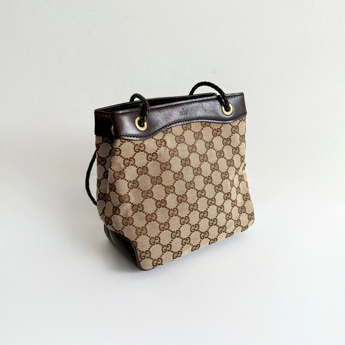 Gucci GG Brown Monogram Bucket Bag