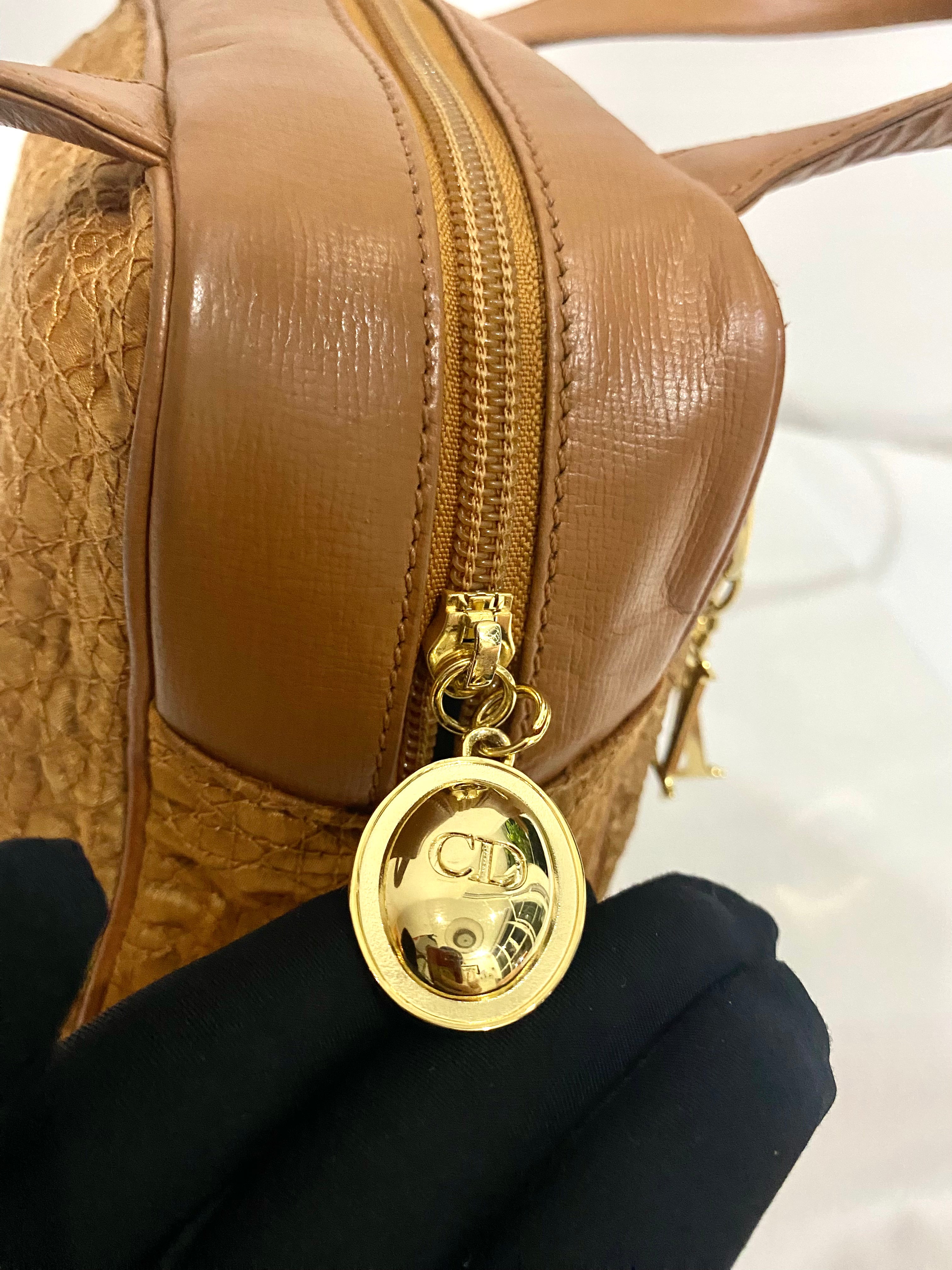 Christian Dior Orange Canvas Tote Bag