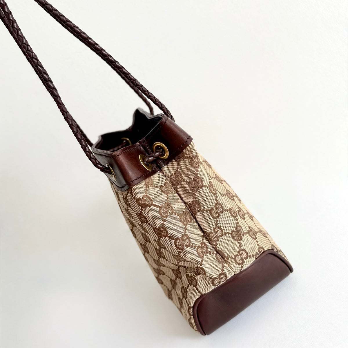 Gucci GG Brown Monogram Bucket Bag