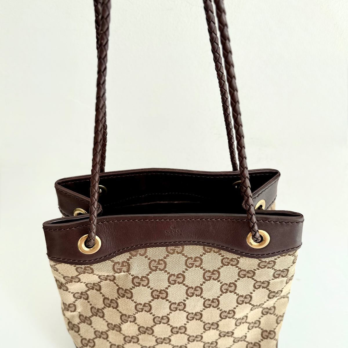 Gucci GG Brown Monogram Bucket Bag