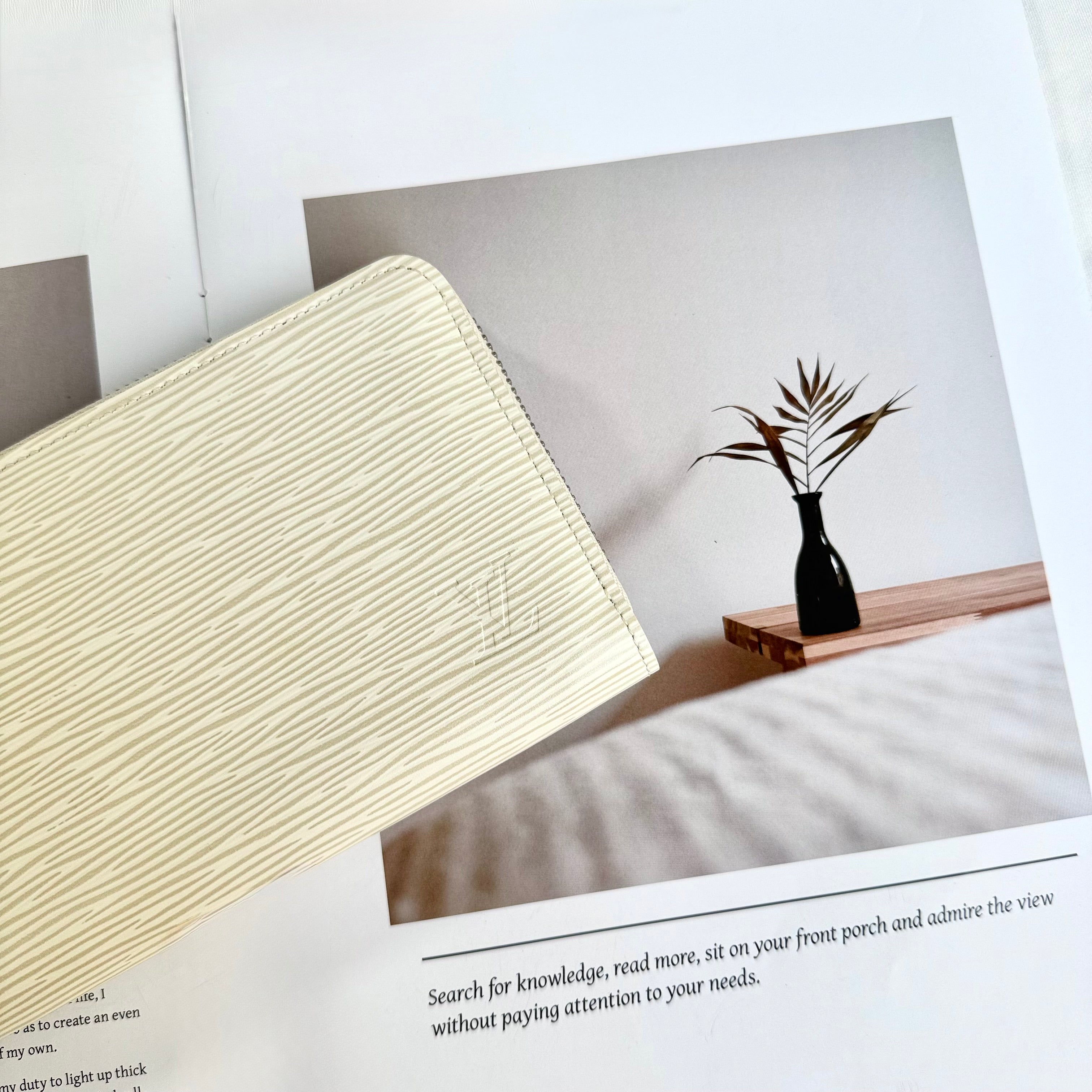 Louis Vuitton White Epi Zippy Wallet Leather