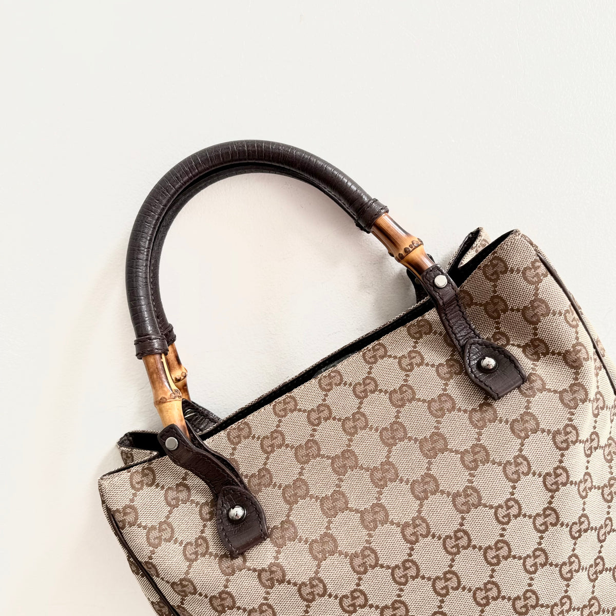 Gucci GG Canvas Bamboo Tote Bag