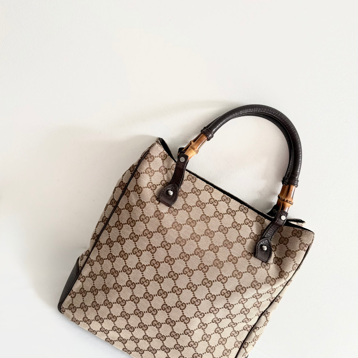 Gucci GG Canvas Bamboo Tote Bag