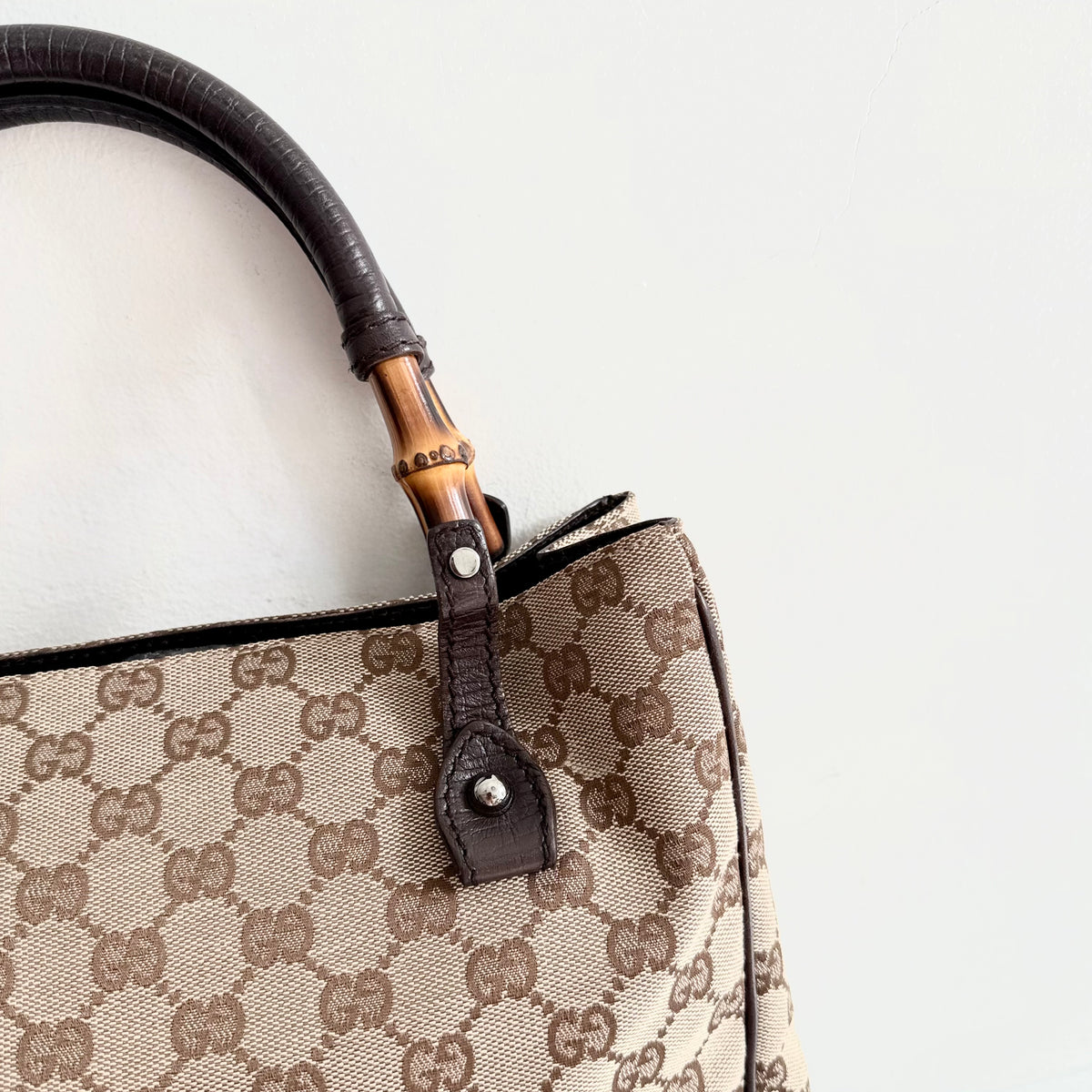 Gucci GG Canvas Bamboo Tote Bag