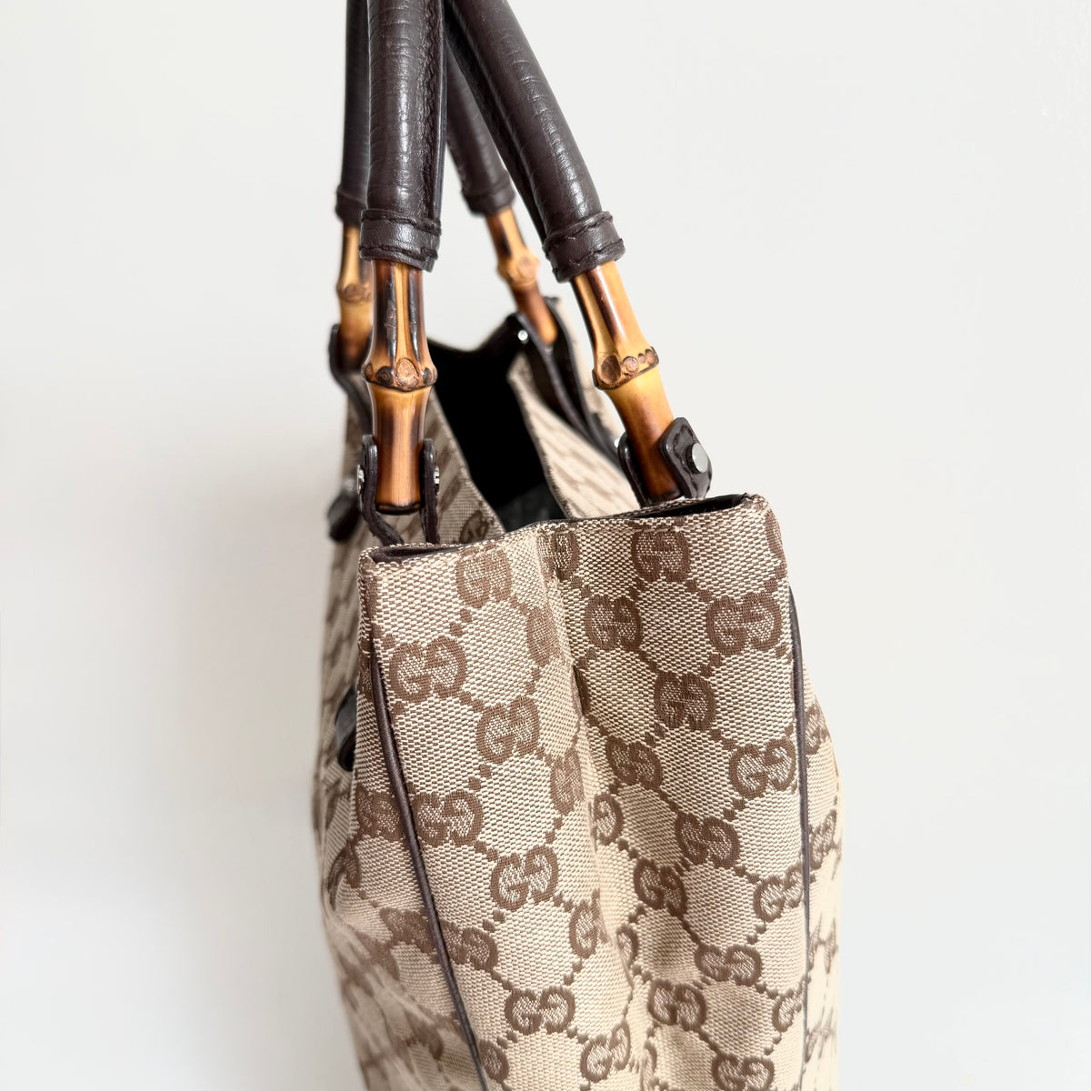 Gucci GG Canvas Bamboo Tote Bag