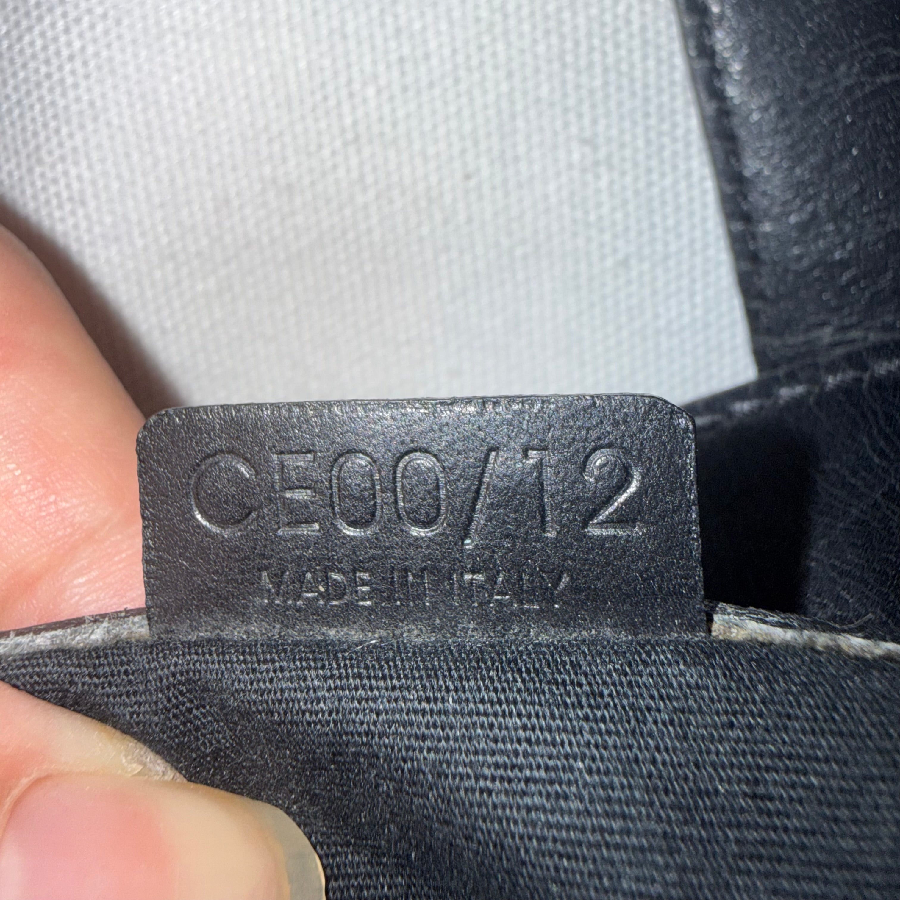Celine Black C Logo Embossed Suede Leather