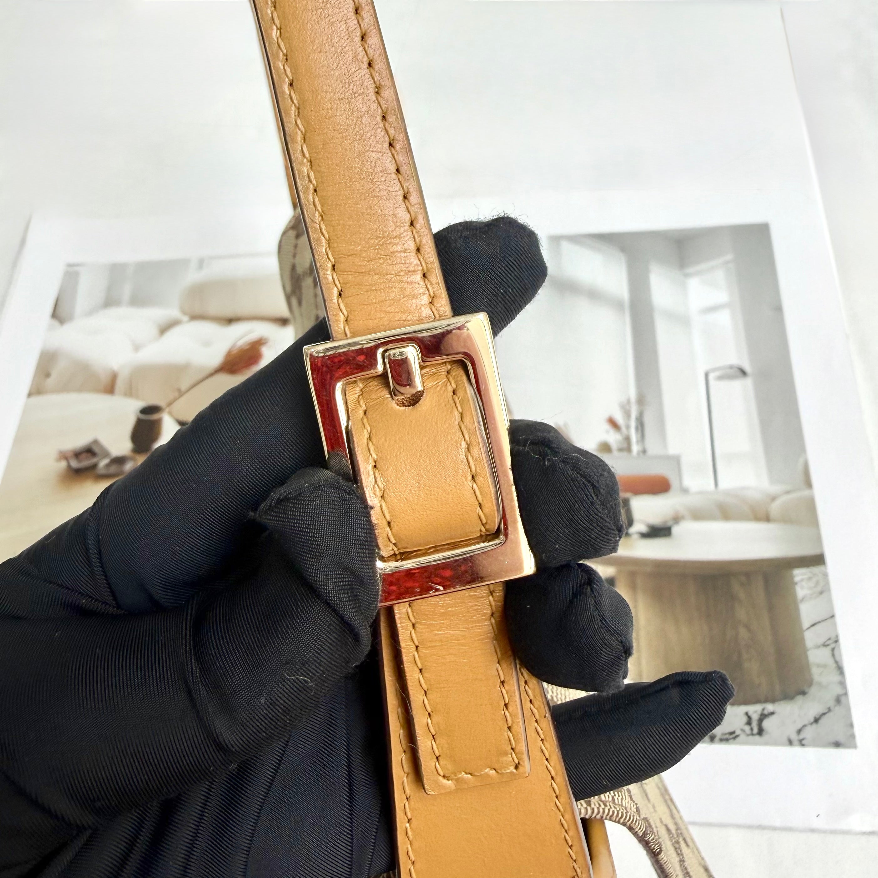 Gucci Jackie Canvas Beige Brown Shoulder Bag