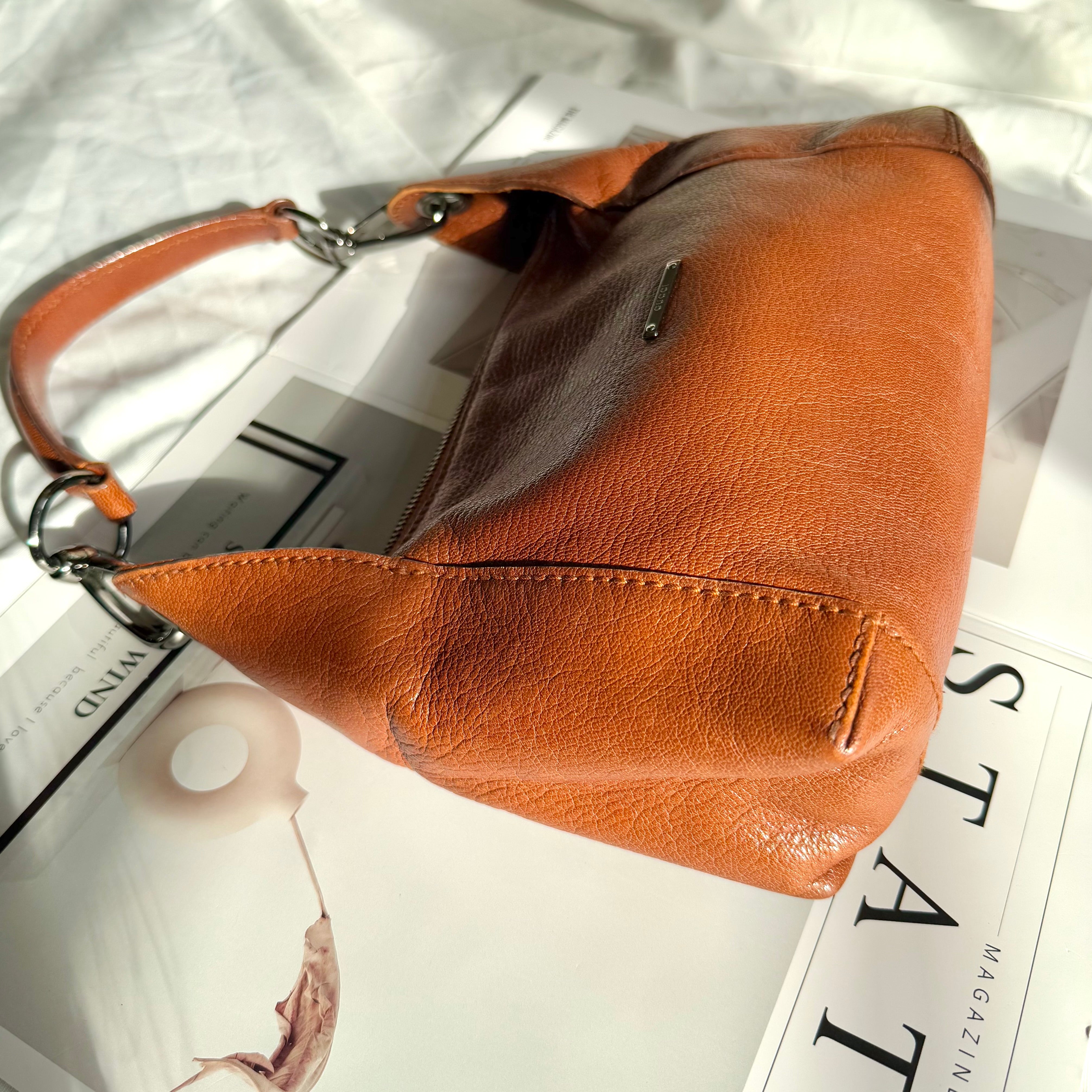 Gucci Vintage Brown Leather Shoulder Bag